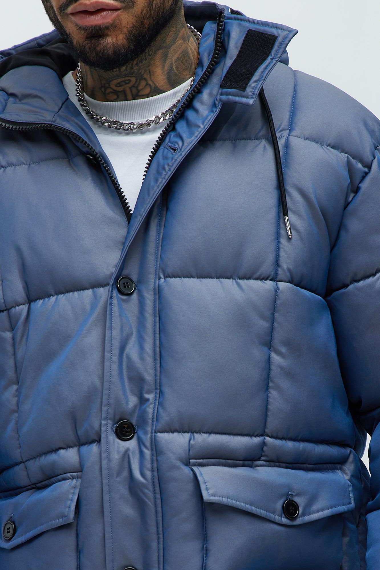 Cosmic Quilted Coat - Blue Male Product Image