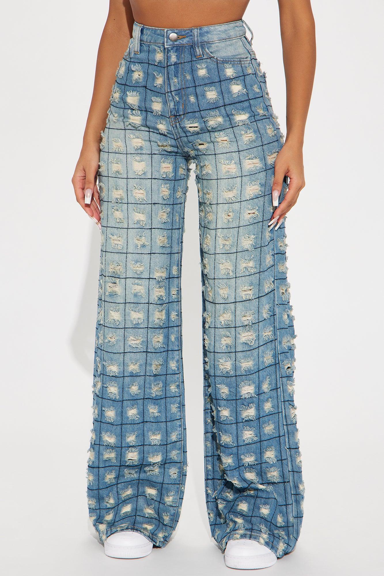 Hit Your Line Ripped Wide Leg Jeans - Vintage Wash Product Image