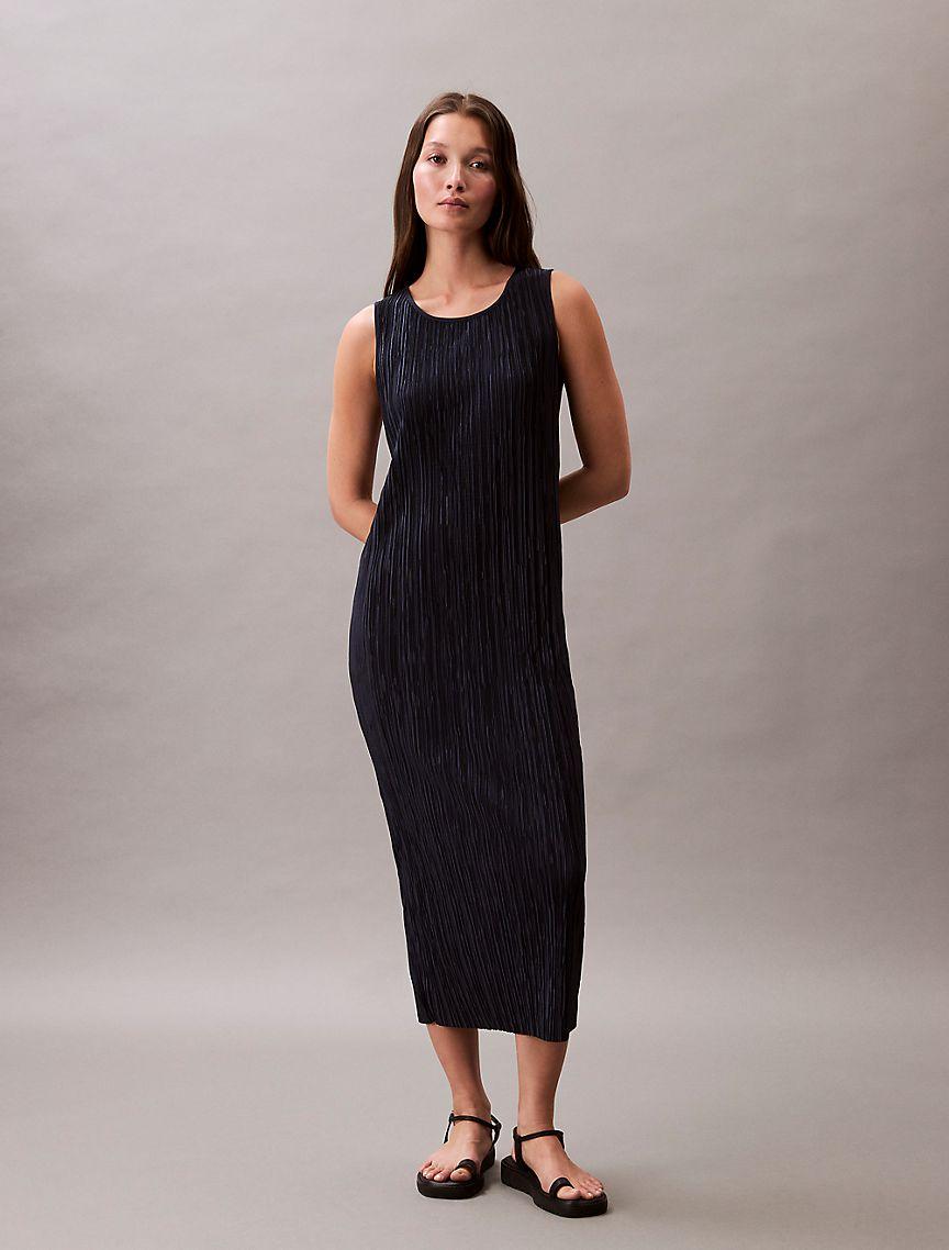 Plisse Sleeveless Midi Dress Product Image