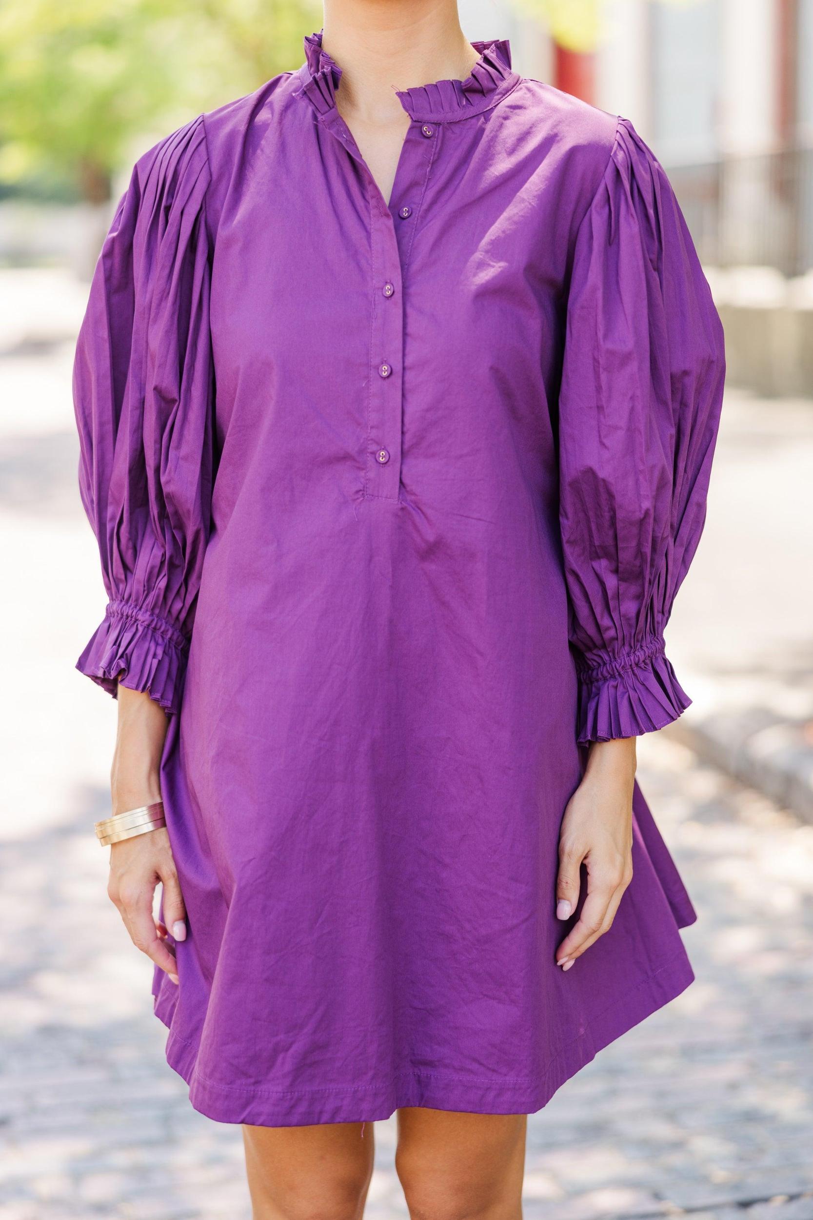 Under The Stars Plum Purple Tie Back Dress Female Product Image