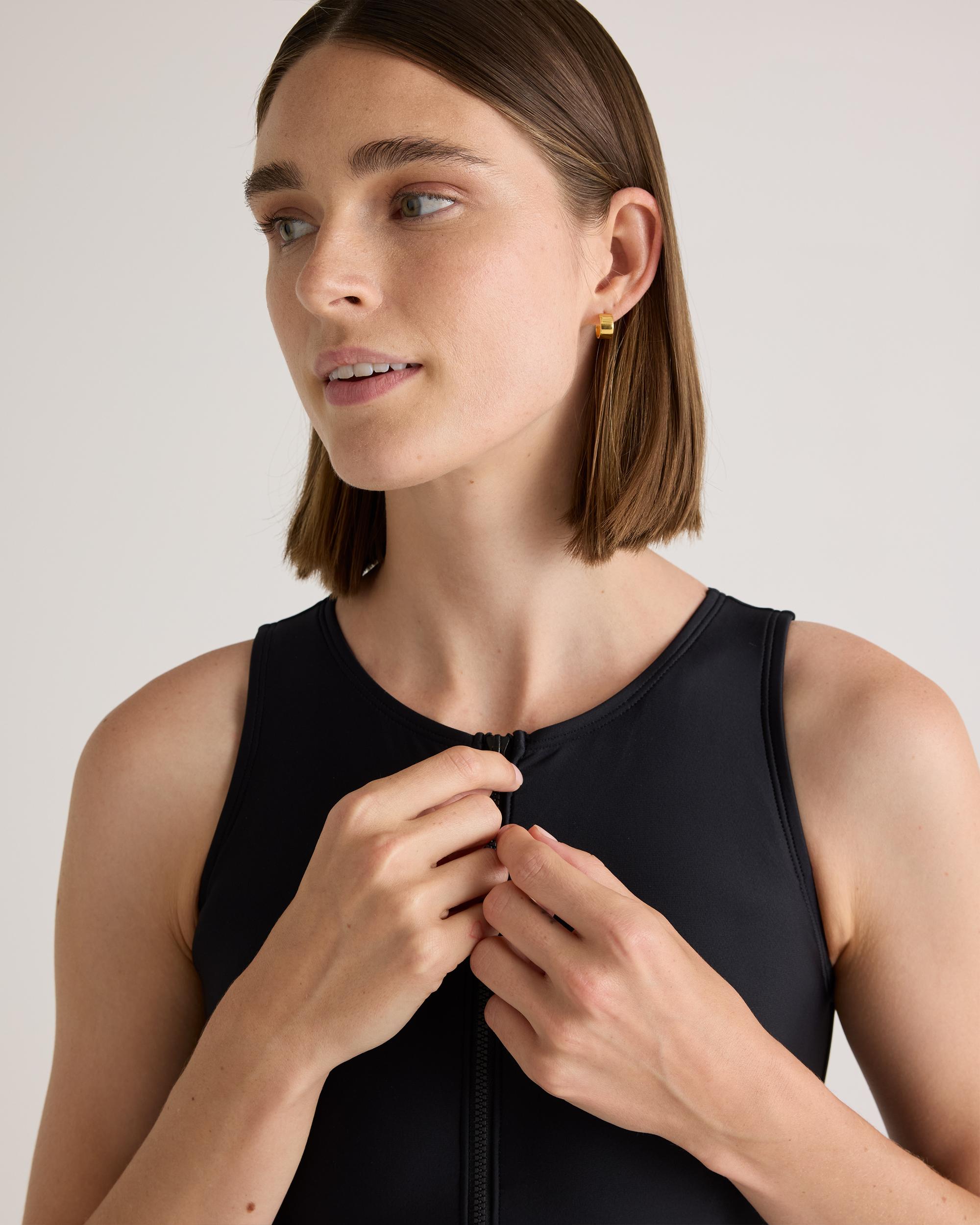 Quince | Women's Italian Zip-Front One-Piece Swimsuit 78% Recycled Polyamide, 22% Spandex Product Image