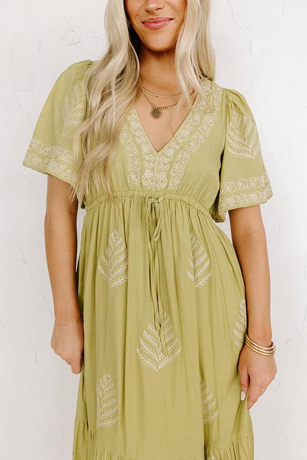Venice Stroll Embroidered Maxi Dress in Chartreuse Product Image