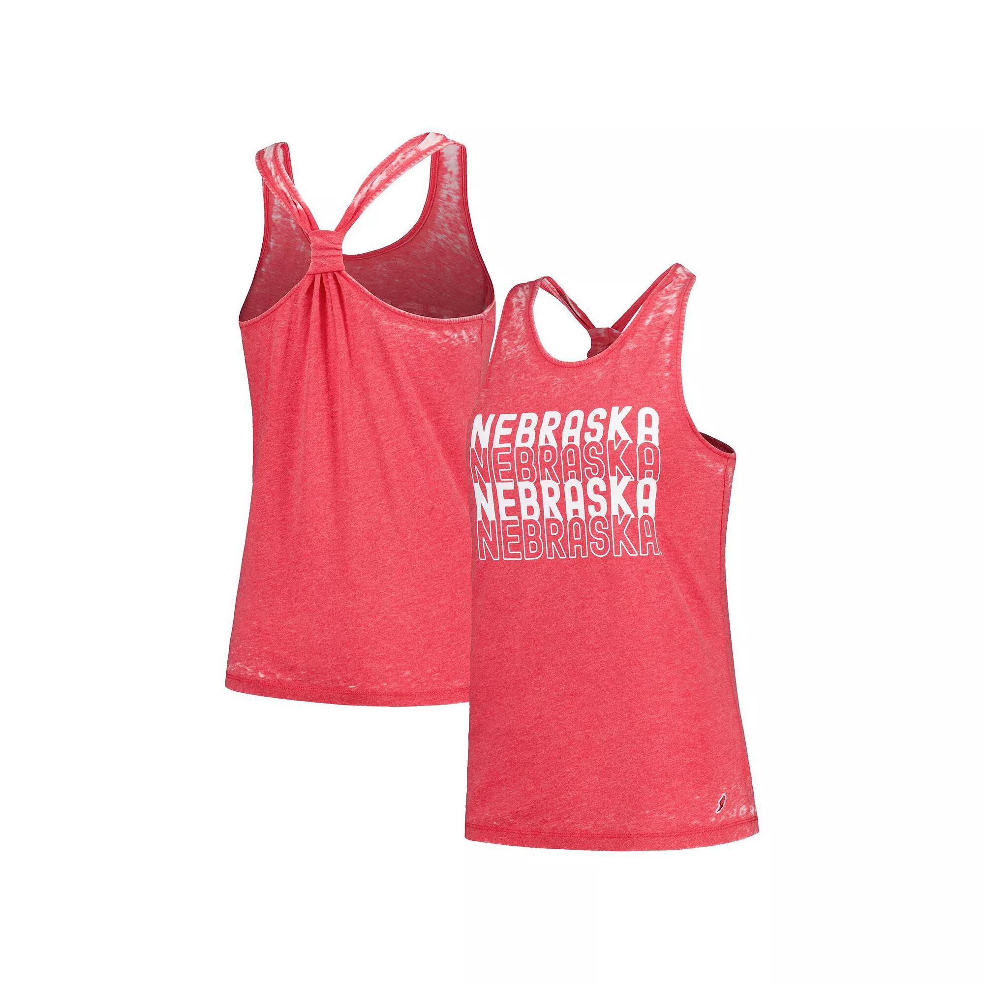 Women's League Collegiate Wear Scarlet Nebraska Huskers Stacked Name Racerback Tank Top, Size: Small, Red Product Image