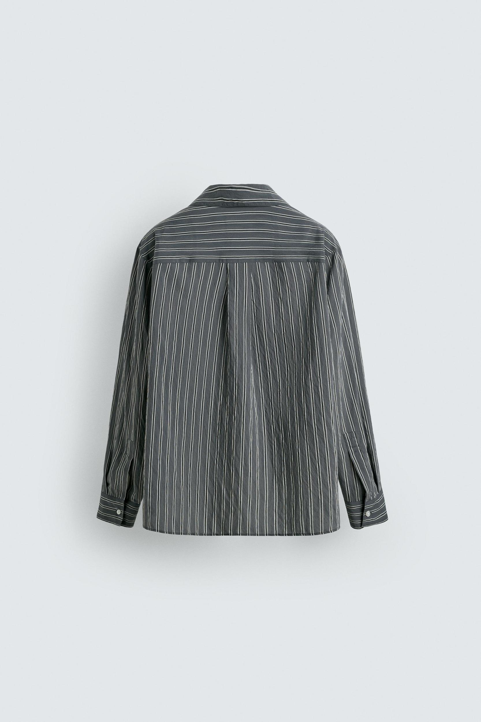 FLOWY SHIRT WITH WRINKLED STRIPE EFFECT Product Image