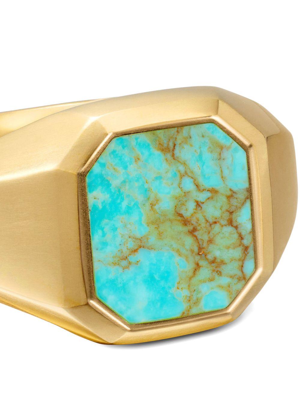 18K yellow gold Streamline® Signet turquoise ring Product Image