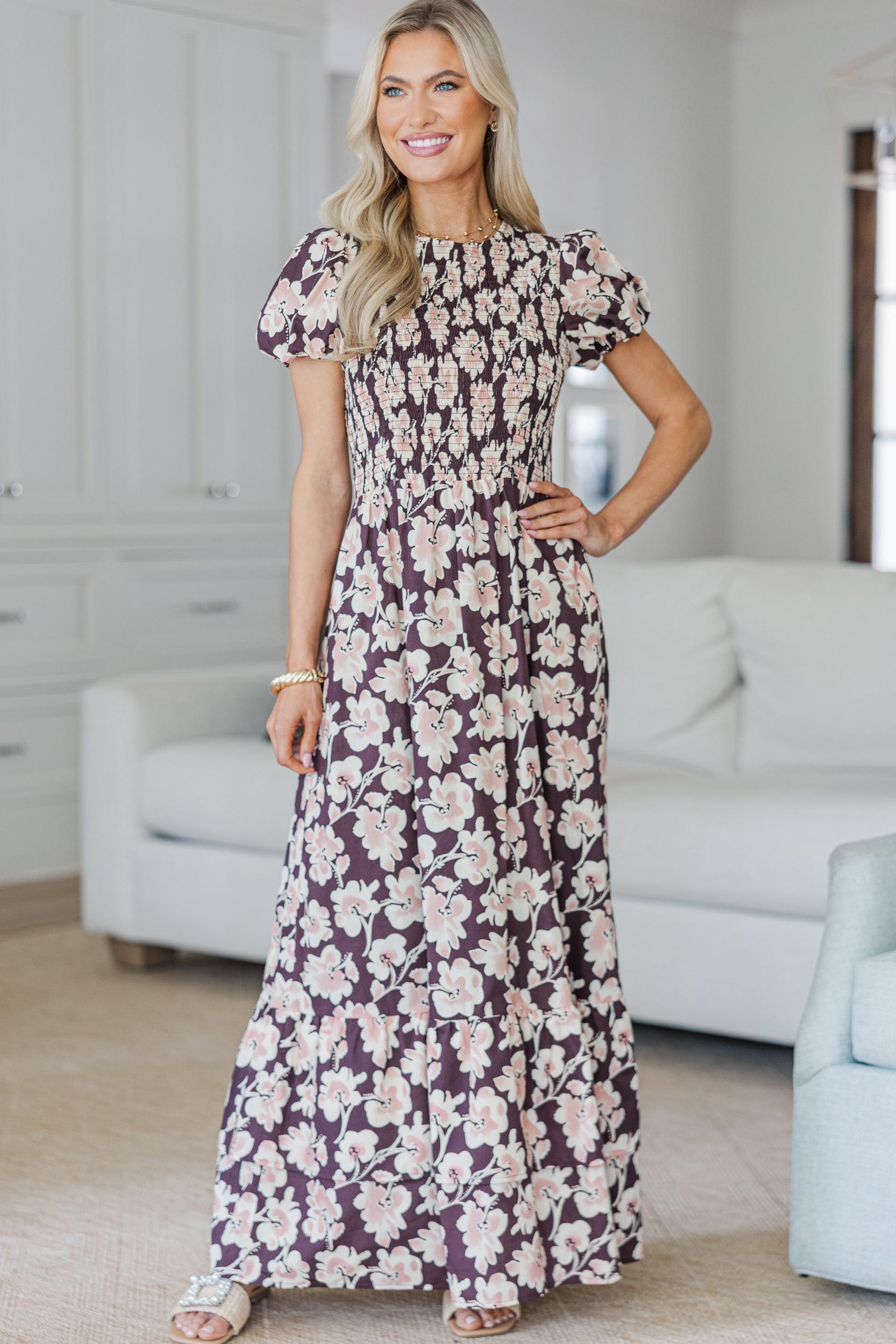 NURSING COLLECTION: Make The Right Choice Burgundy Red Abstract Maxi Dress Female Product Image