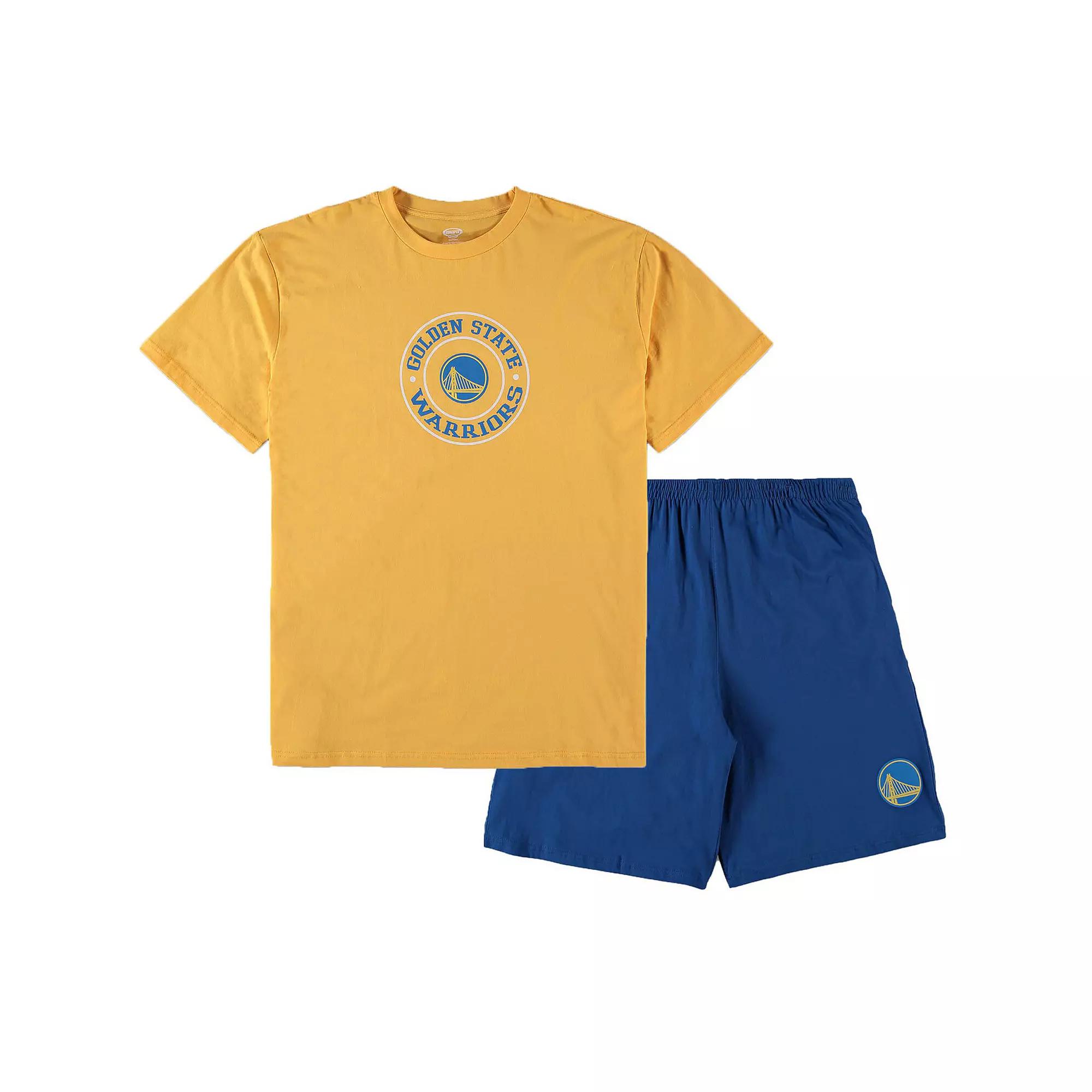 Men's Concepts Sport Gold/Royal Golden State Warriors Big & Tall T-Shirt & Shorts Sleep Set, Size: 2XLT Product Image
