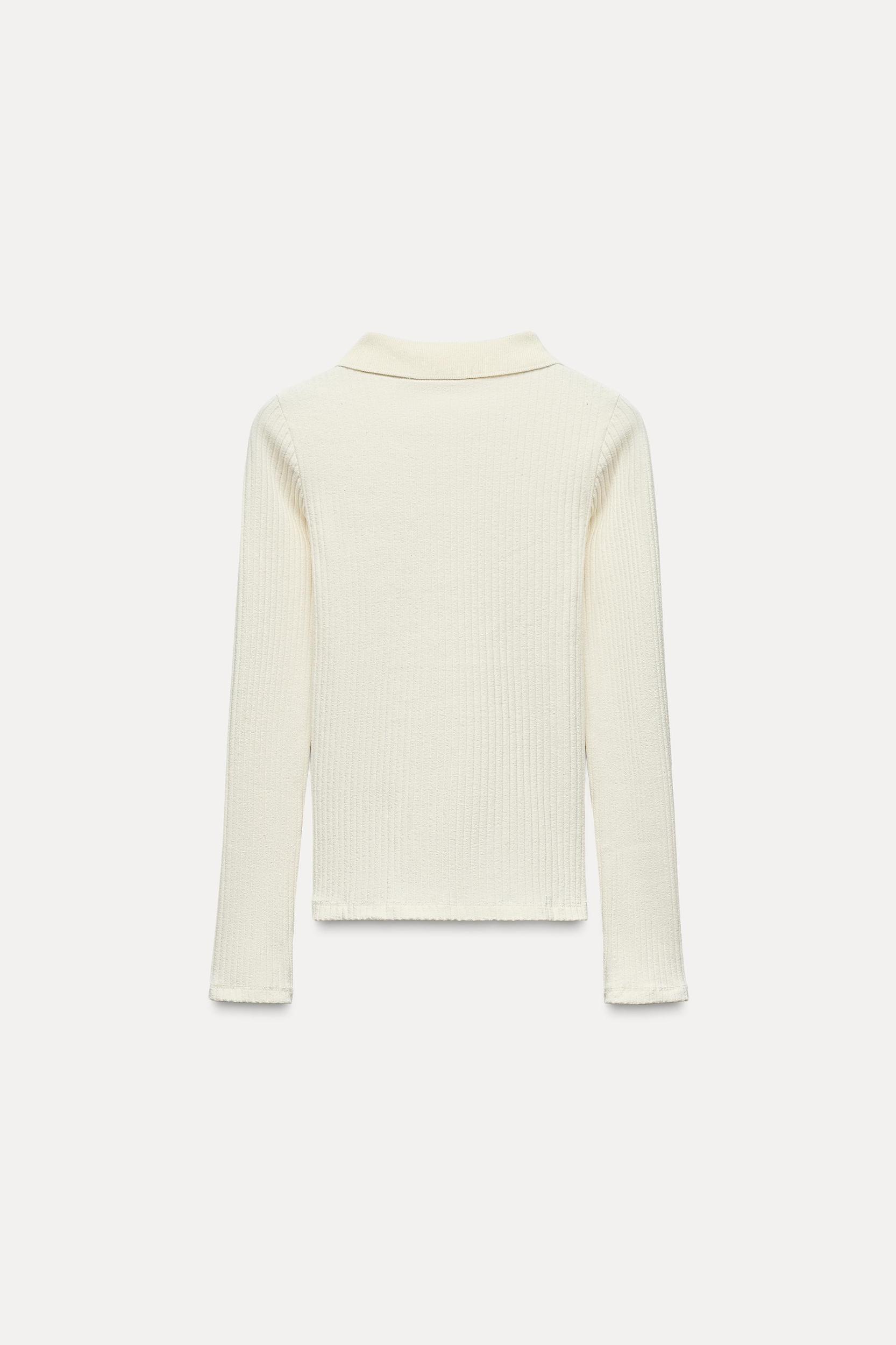 CABLE KNIT POLO TOP Product Image