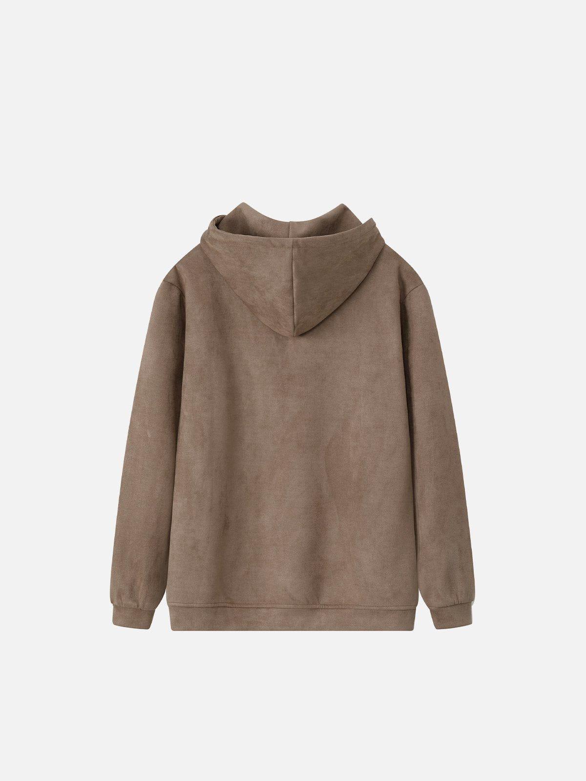 Aelfric Eden Embroidery Suede Pullover Hoodie Product Image