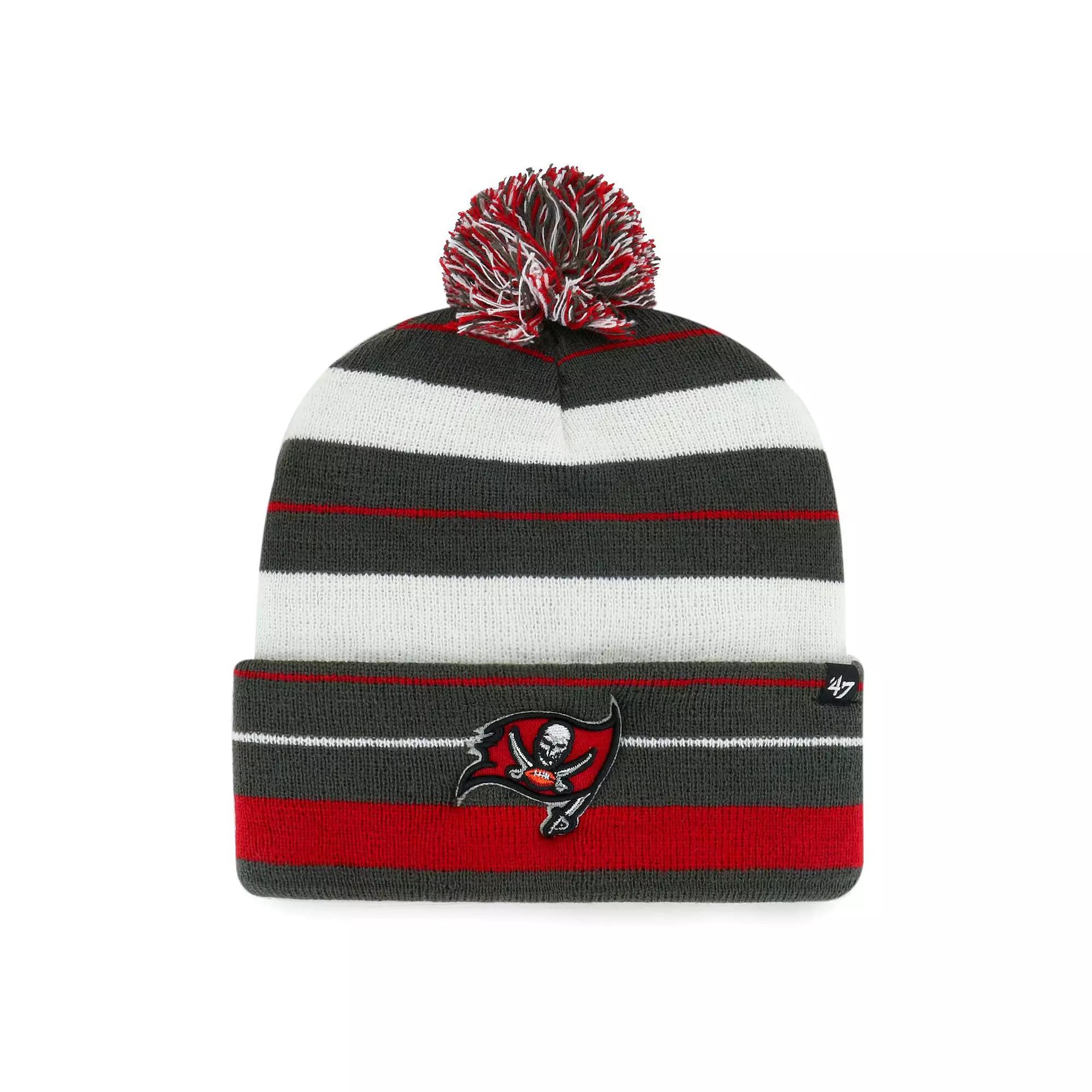 Men's '47 Pewter Tampa Bay Buccaneers Powerline Cuffed Knit Hat with Pom, Charco Product Image