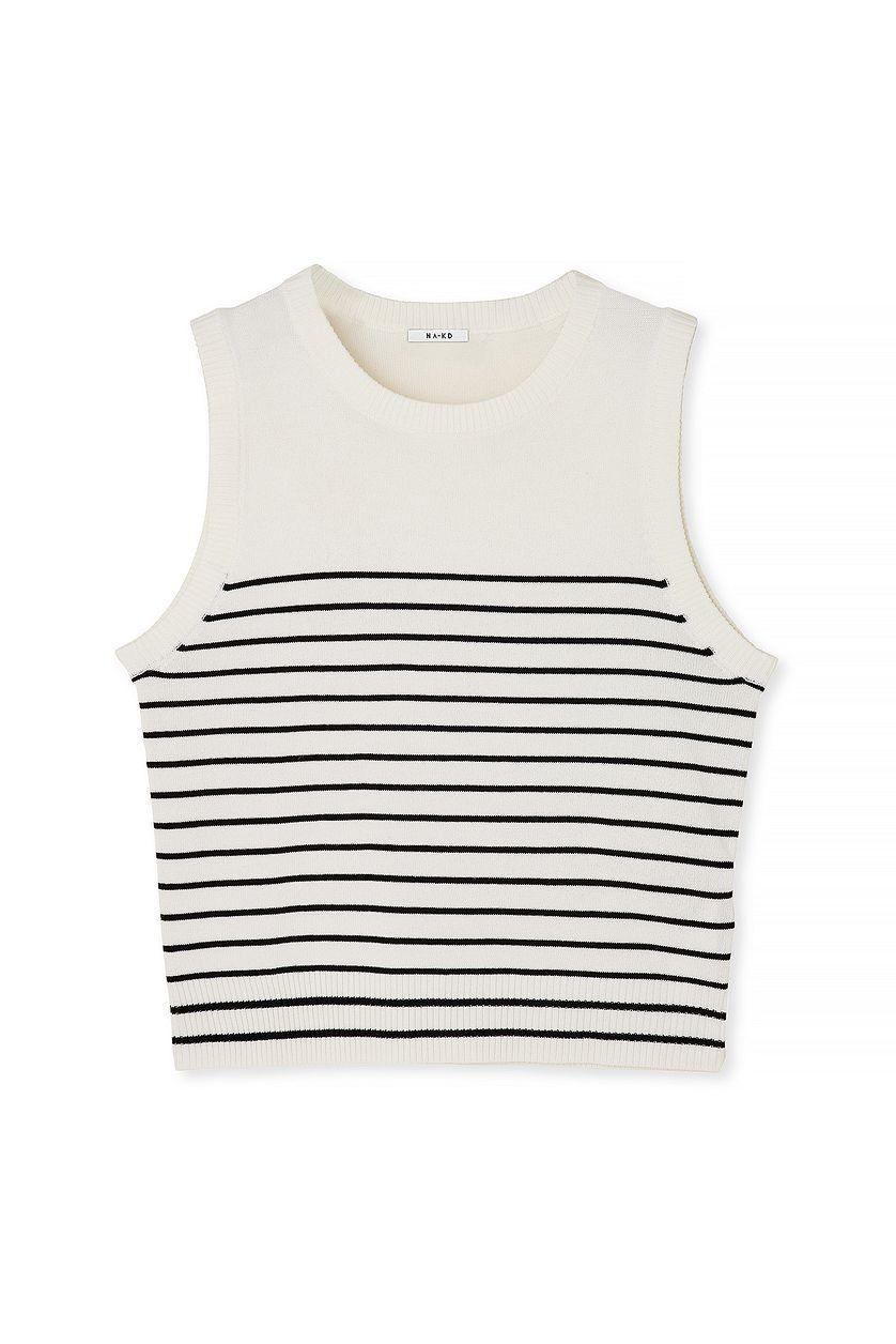Sleeveless Knitted Striped Top Product Image