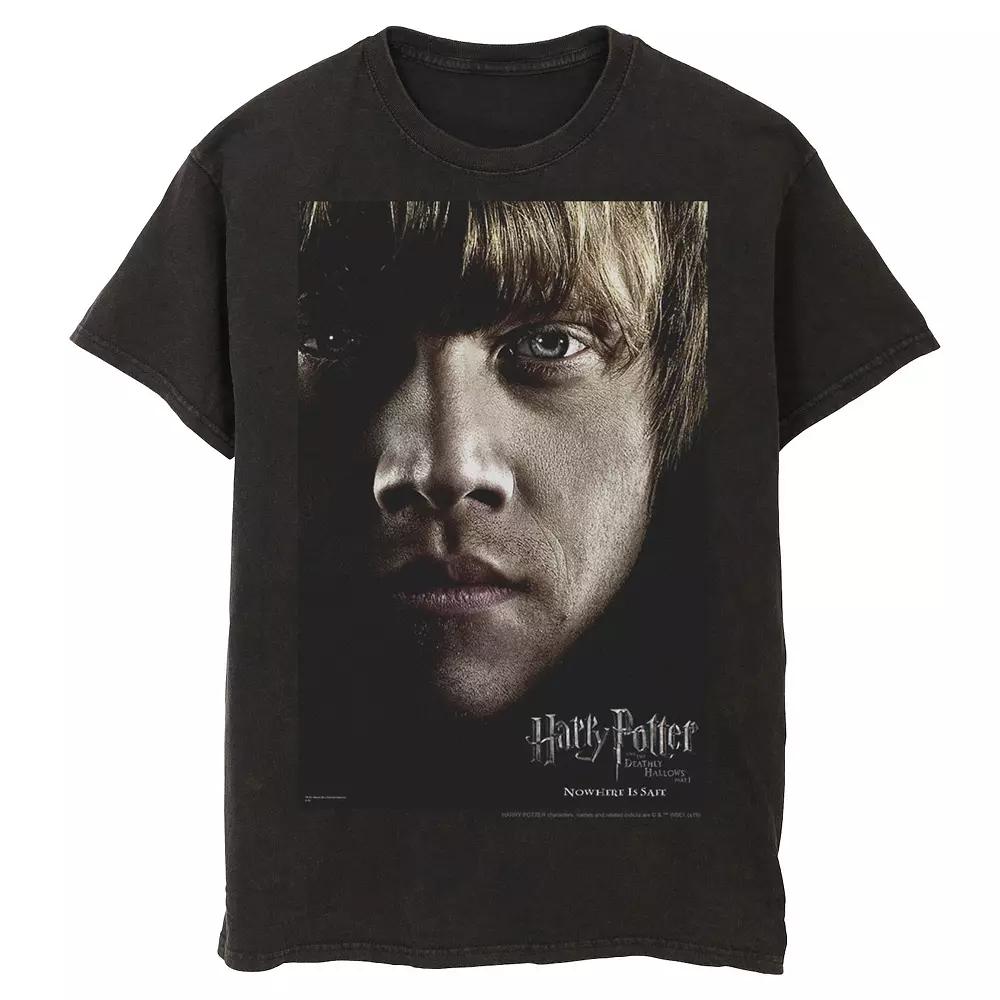 Men's Harry Potter Deathly Hallows Ron Character Poster Graphic Tee, Size: Large, Black Product Image
