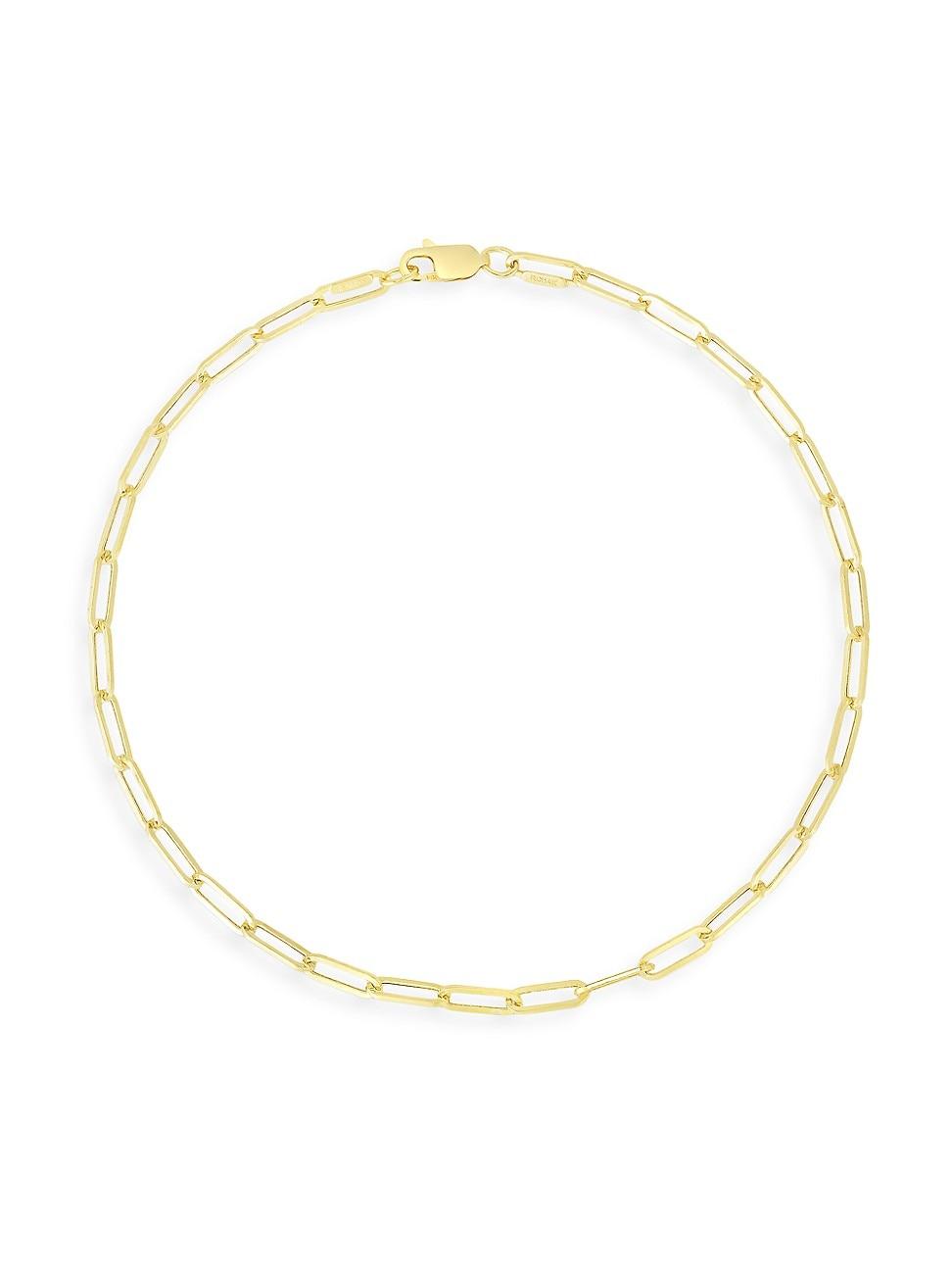 Womens 14K Yellow Gold Paper Clip Chain Anklet Product Image