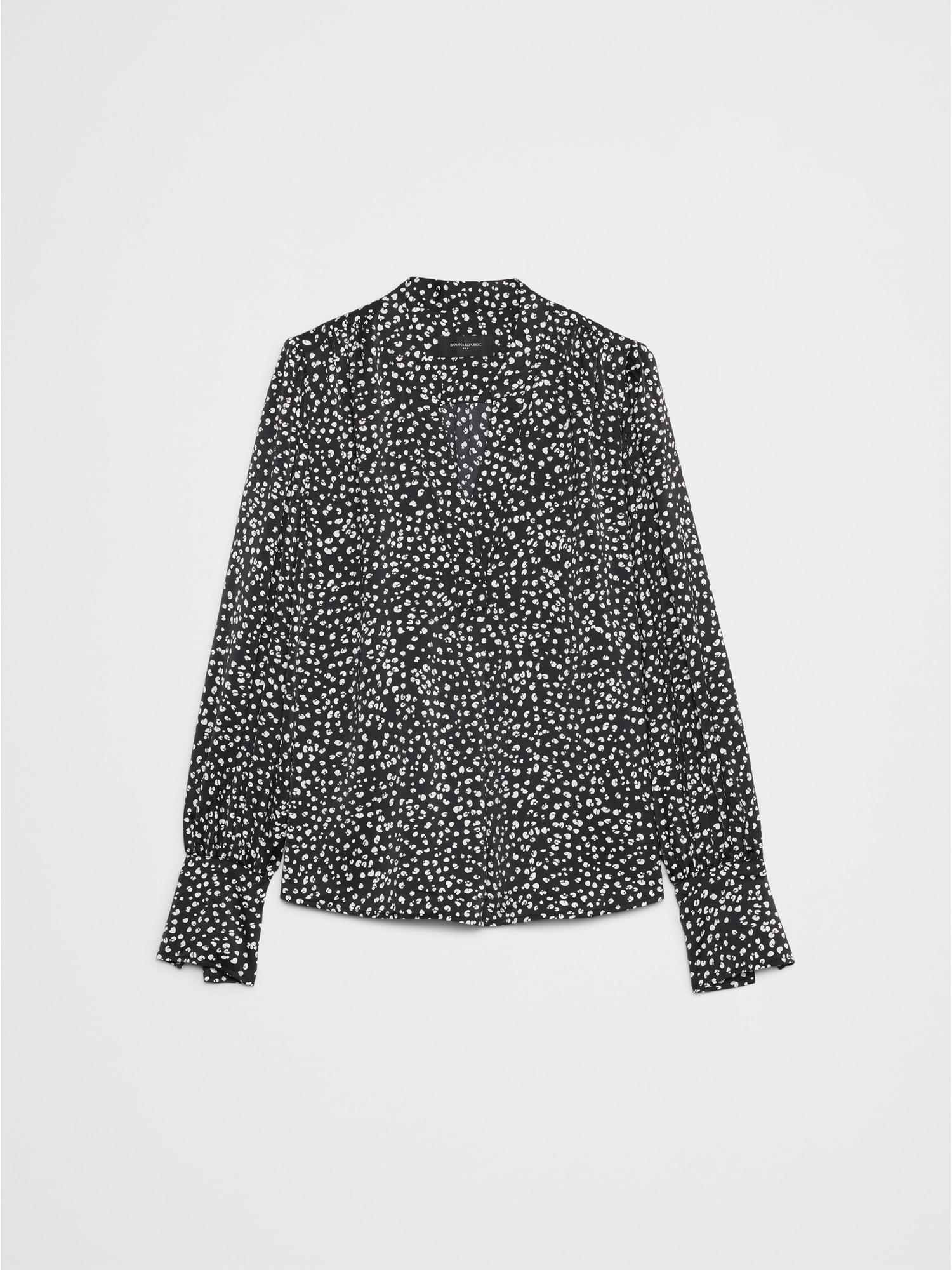 Crepe Volume-Sleeve Blouse Product Image