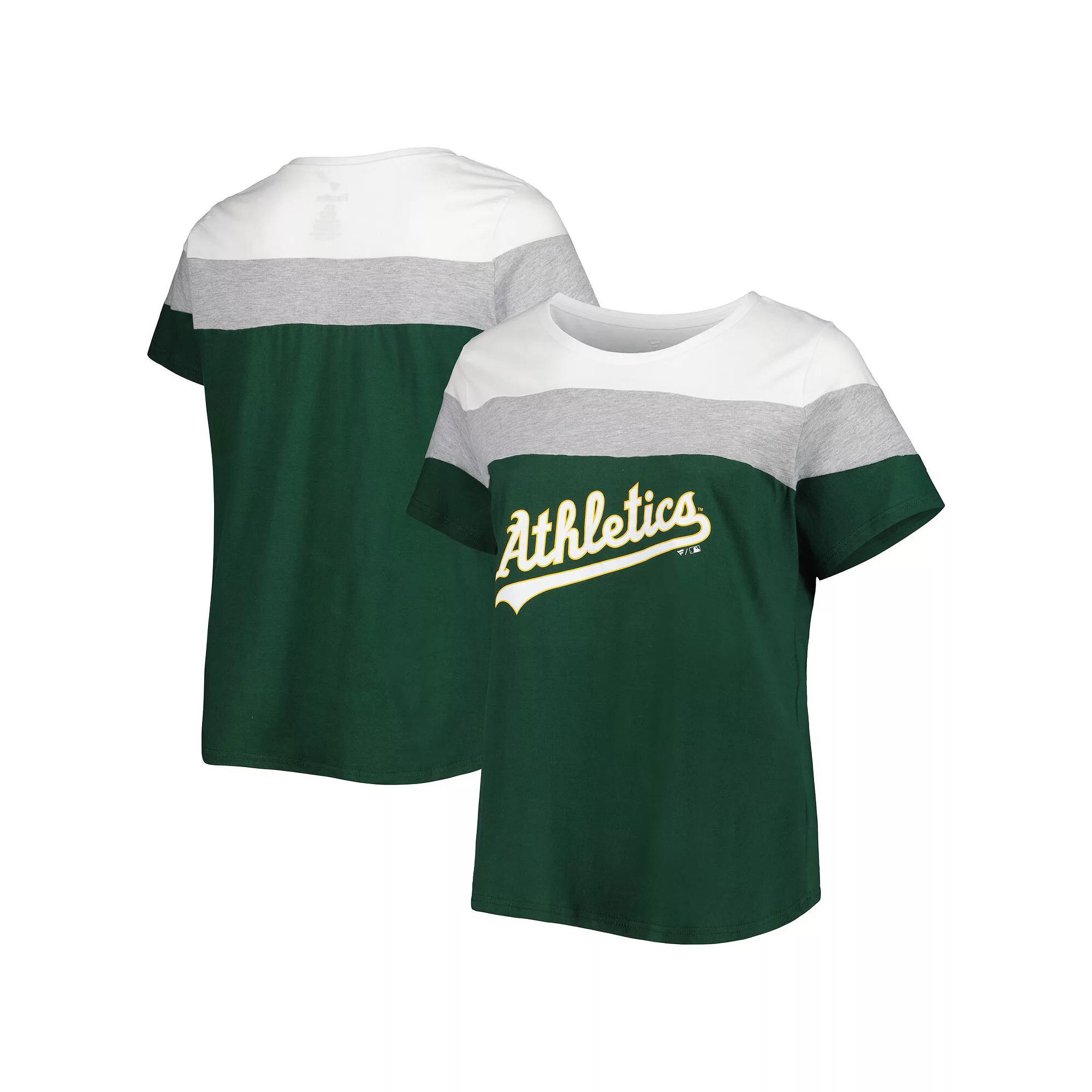 Women's White/Green Oakland Athletics Plus Size Colorblock T-Shirt, Size: 2XL, Team Product Image