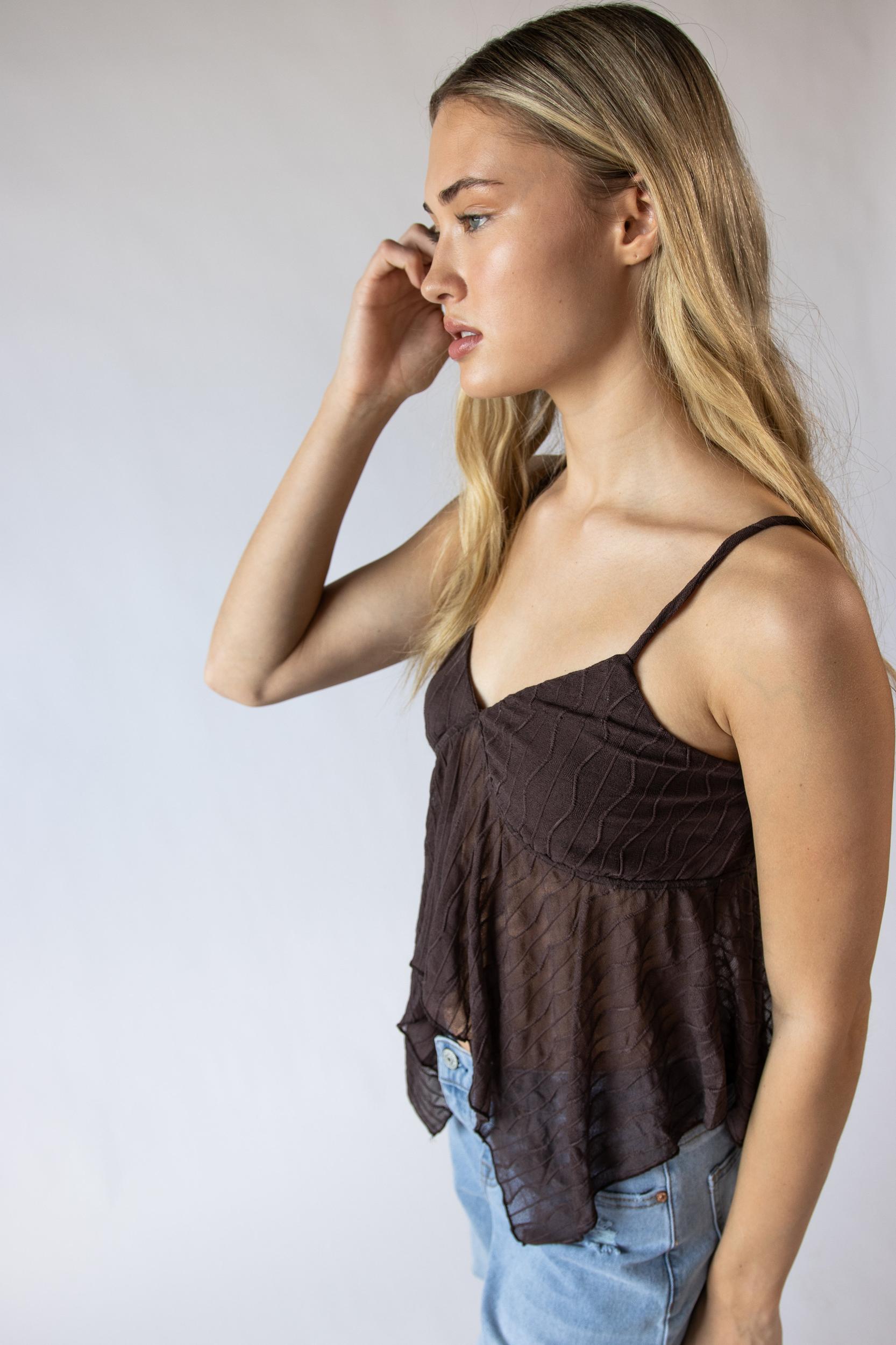 Mesh Hanky Hem Babydoll Cami Product Image