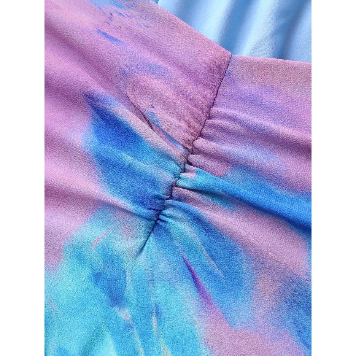 Plus Size Color Blend Stretchy Waist Pockets Midi Dress Skyblue Women Heart neckline Sleeveless Curvy BloomChic 22-24/3X Product Image