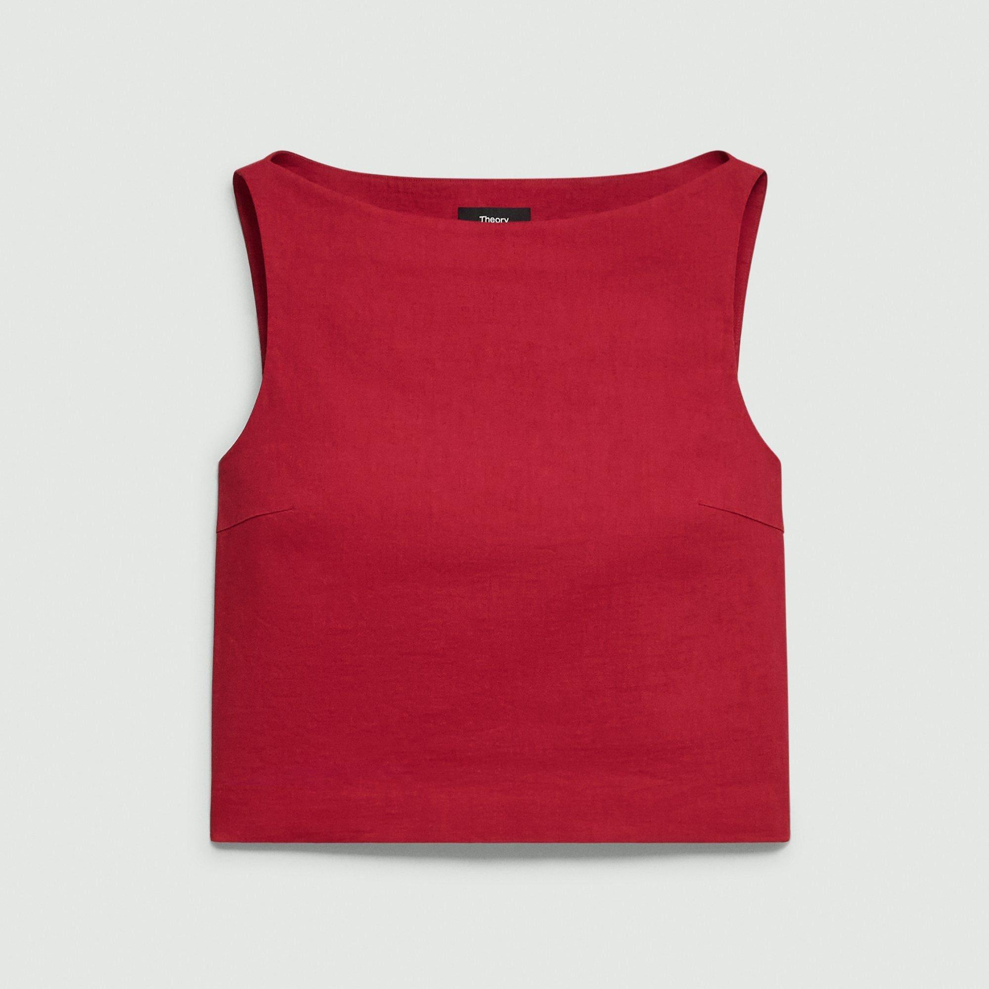 Good Linen Sleeveless Boatneck Top | Theory Product Image