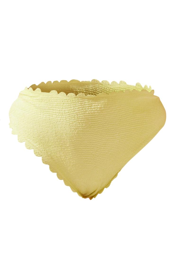 Plus Citrus Yellow Crinkle Scallop Edge High Leg Bikini Bottoms Product Image