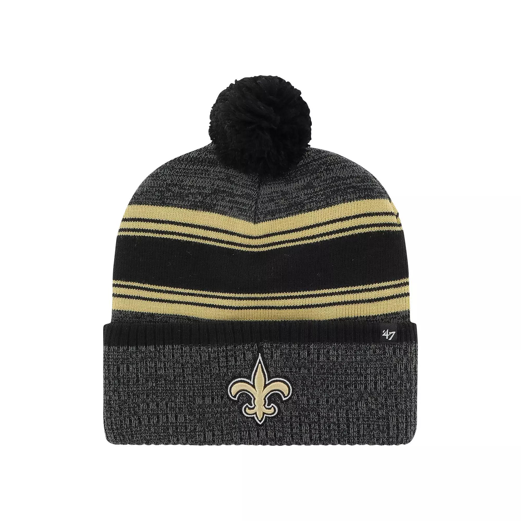 Men's '47 Black New Orleans Saints Fadeout Cuffed Knit Hat with Pom Product Image