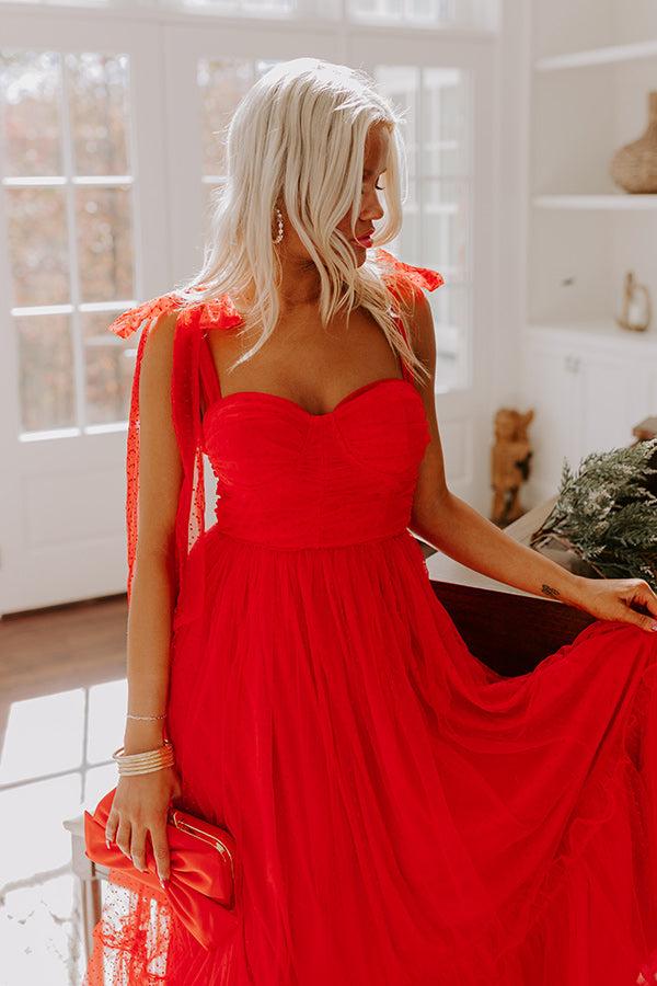 Twirls Around The Room Tulle Midi in Red Product Image