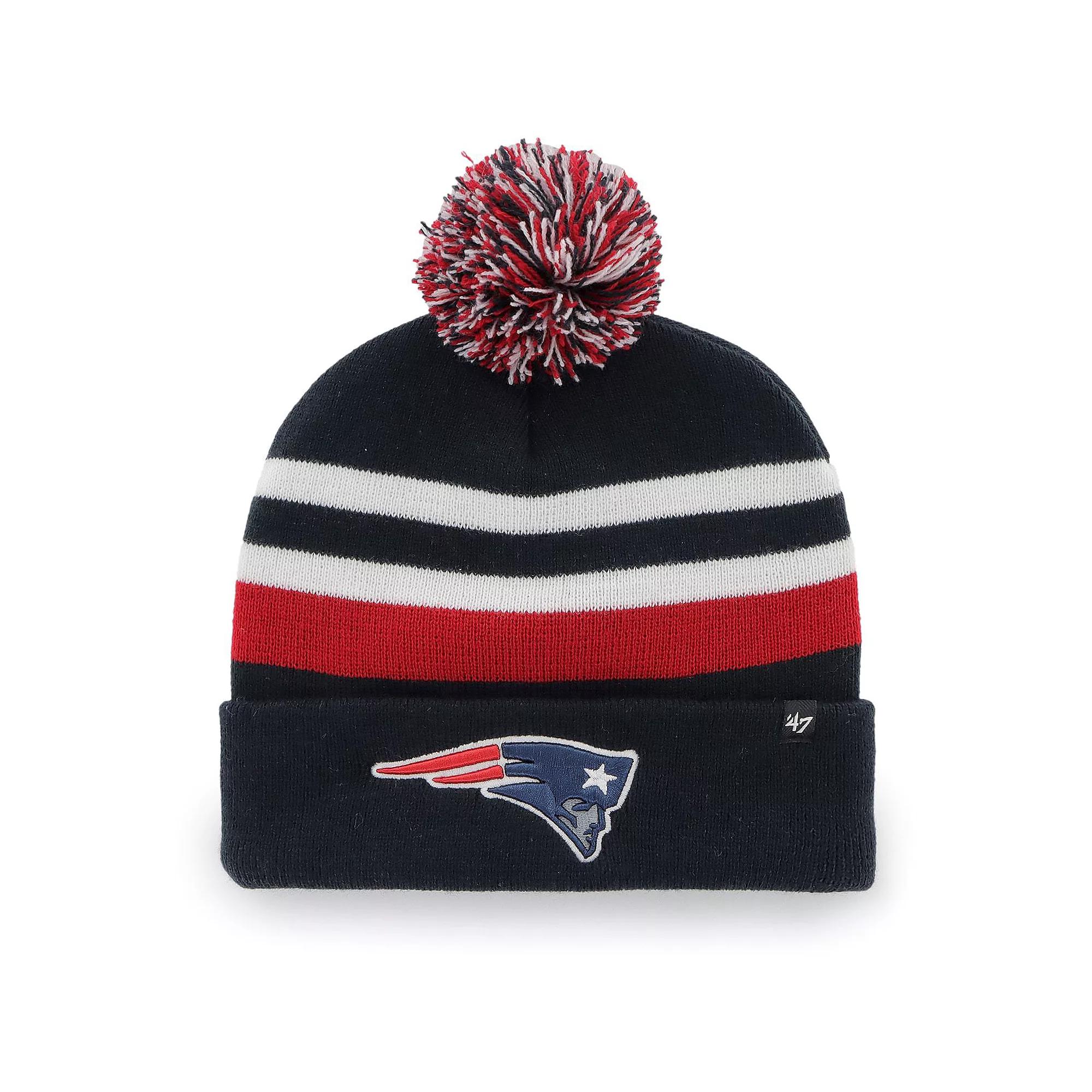 Men's '47 Navy New England Patriots State Line Cuffed Knit Hat with Pom, Blue Product Image