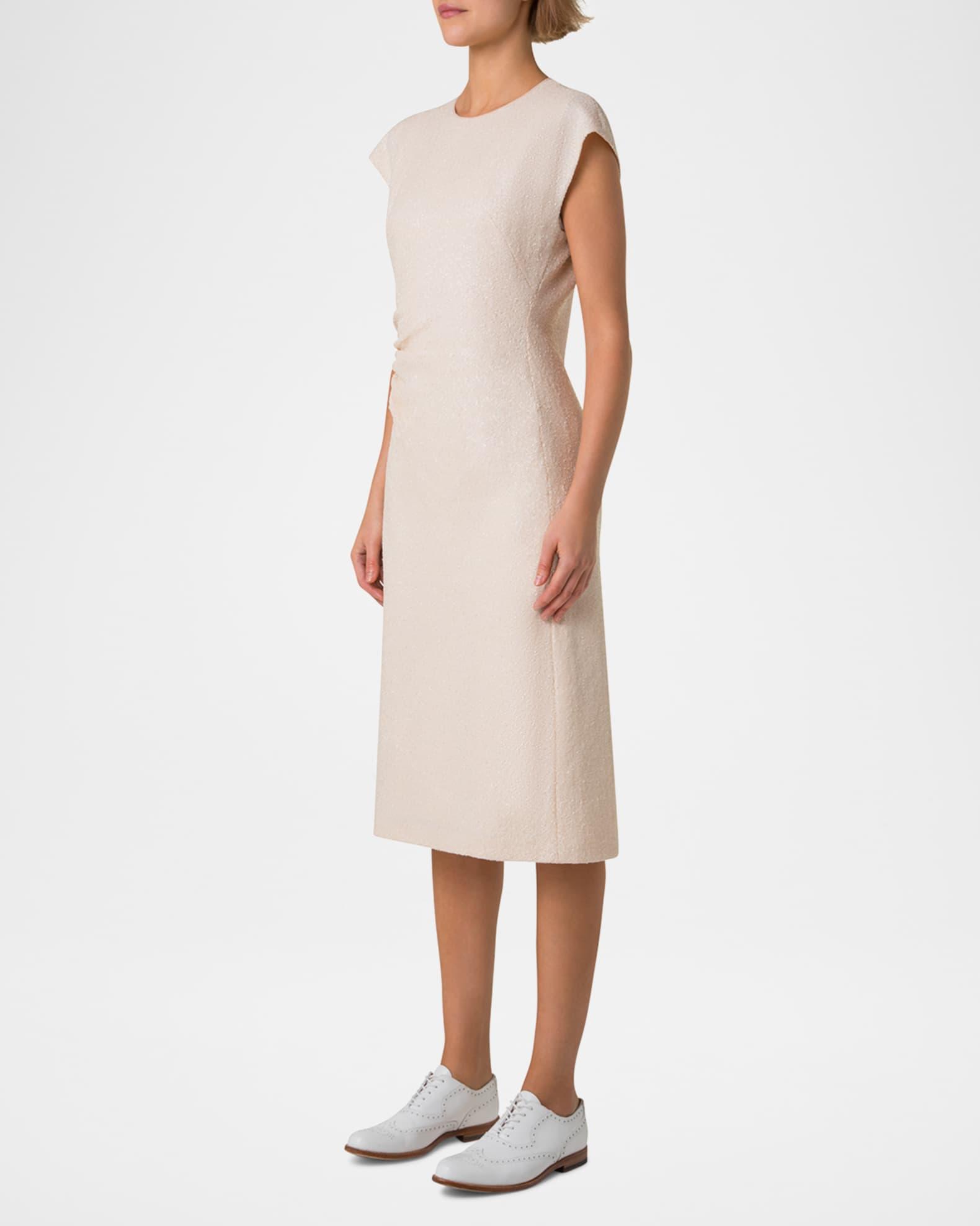 Sequin Stretch Jersey Cap-Sleeve Ruched Dress Product Image