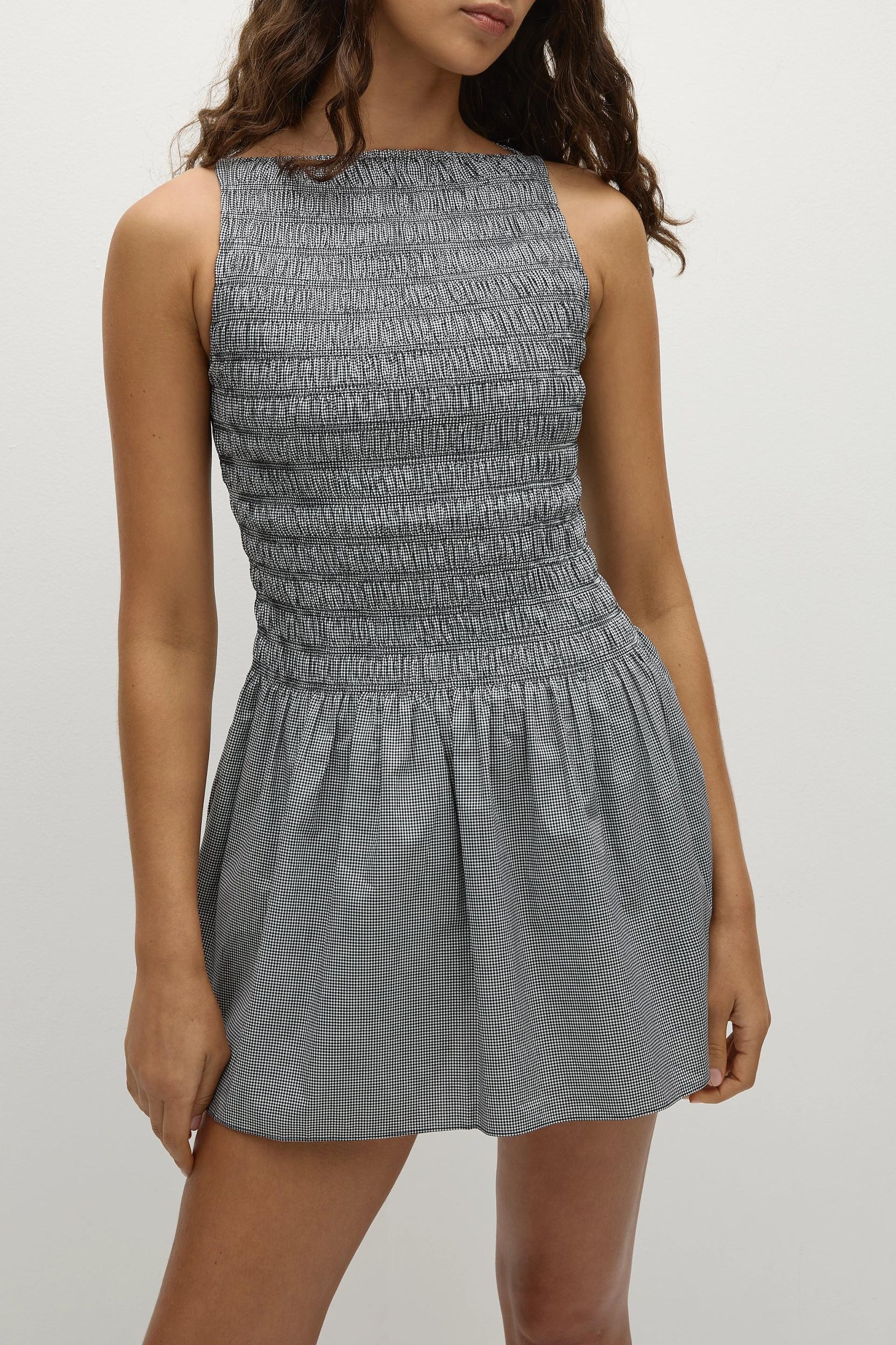 Noa Mini Dress Gingham Black - Final Sale Product Image