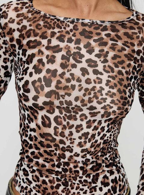 Believe Me Long Sleeve Top Leopard Product Image