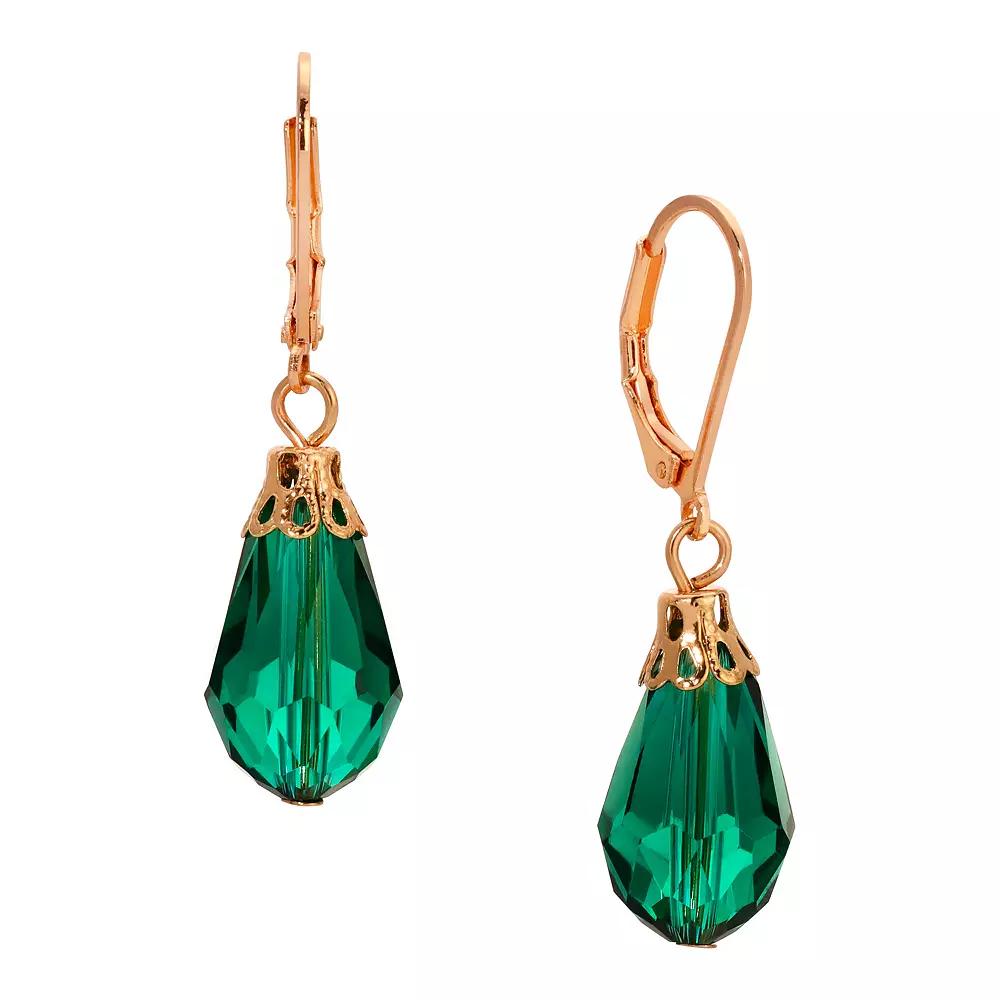 1928 Faceted Bead Drop Earrings, Women's, Green Product Image