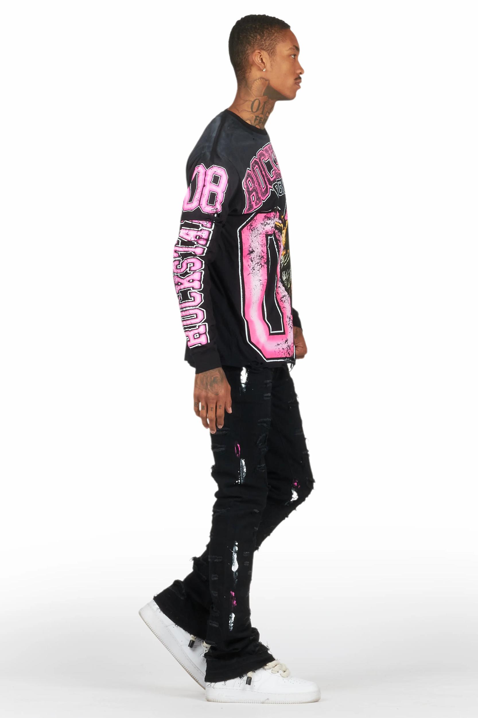 Fields Black Double Layer T-Shirt/Stacked Flare Jean Bundle Male Product Image