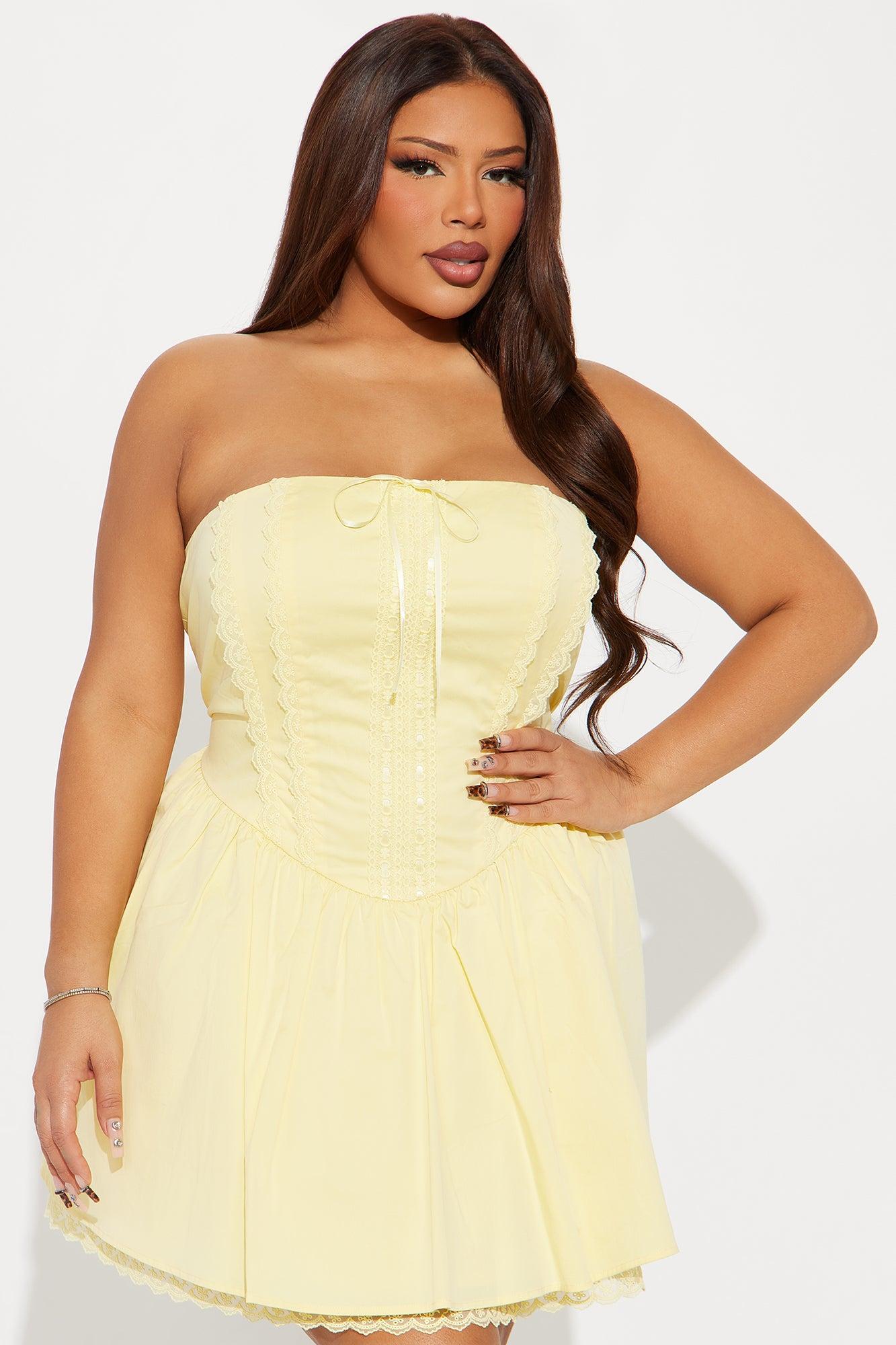 Carlita Stretch Poplin Mini Dress - Butter Yellow Product Image