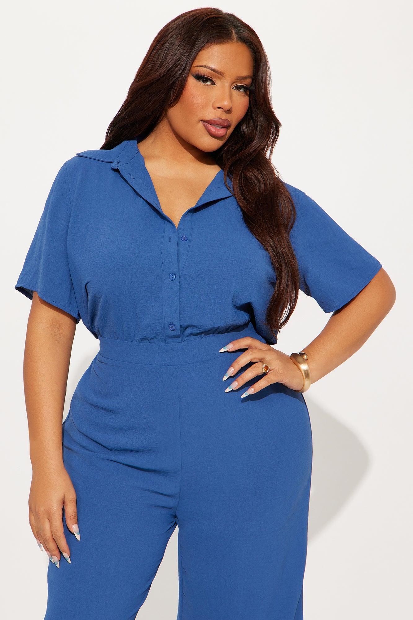 Makenzie Short Sleeve Jumpsuit - SlateBlue Female Product Image