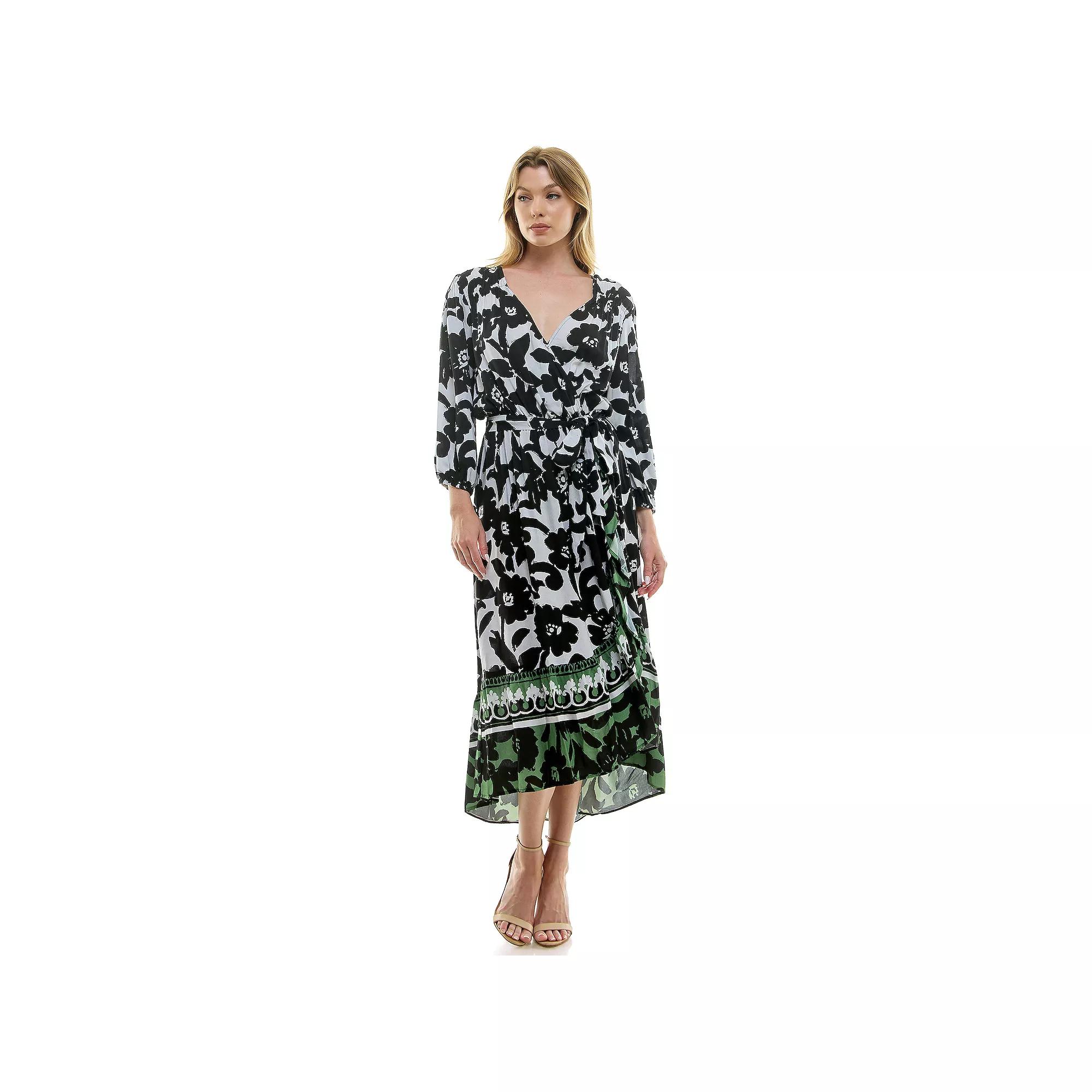 Women's Figueroa & Flower Belted Faux Wrap Maxi Dress,  Product Image