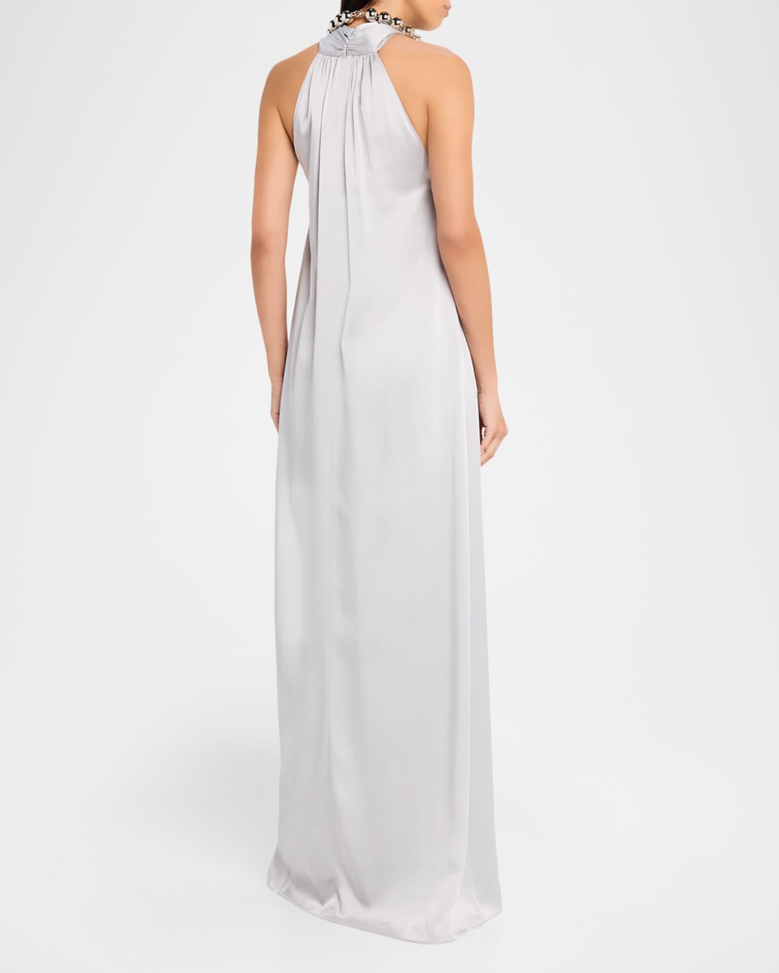 Ball-Collar Satin Halter Gown Product Image