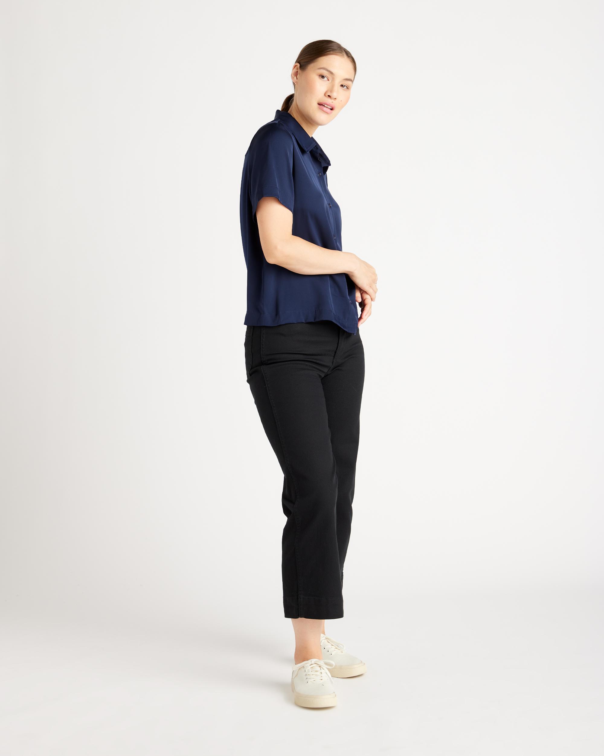 Quince | Women's 100% Washable Silk Stretch Short Sleeve Blouse Product Image