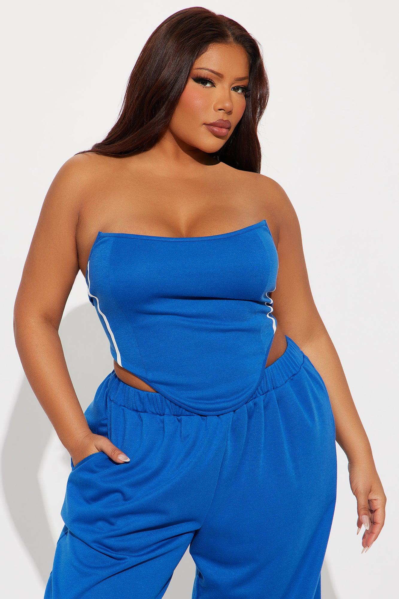 Game Changer Corset Wide Leg Pant Set - Blue Product Image
