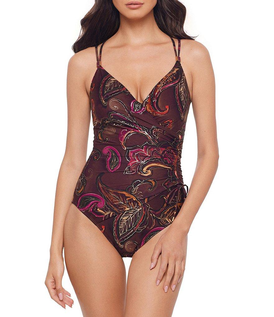 Magicsuit Empress Celeste V-Neck Underwire Bra Shirred Surplice One Piece Swimsuit Product Image