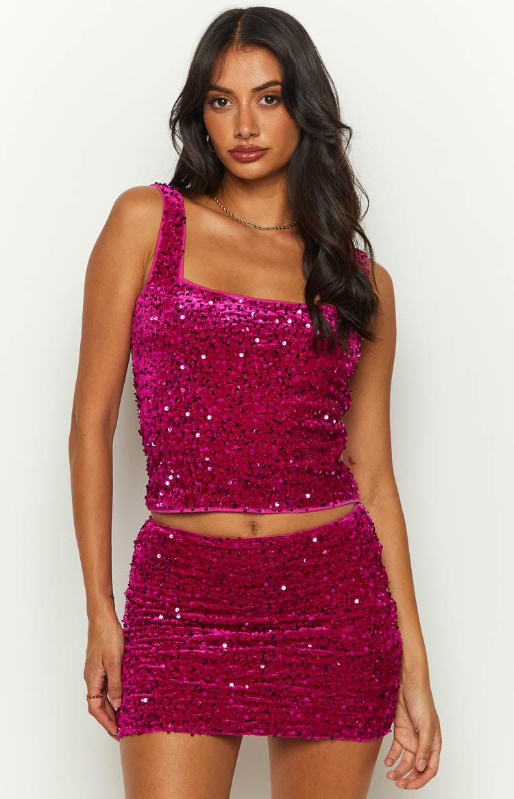 Glitz Magenta Sparkle Crop Top Baby Product Image