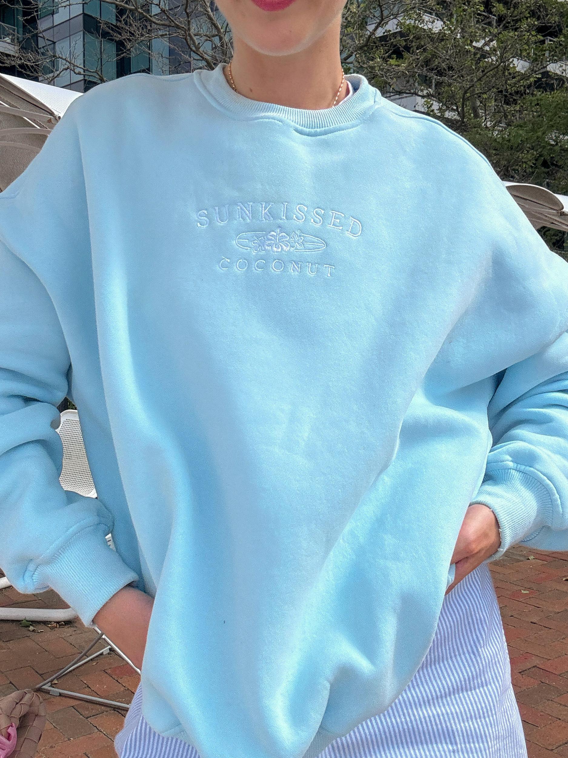 Icy Blue Basic Blank Sweatshirt Product Image
