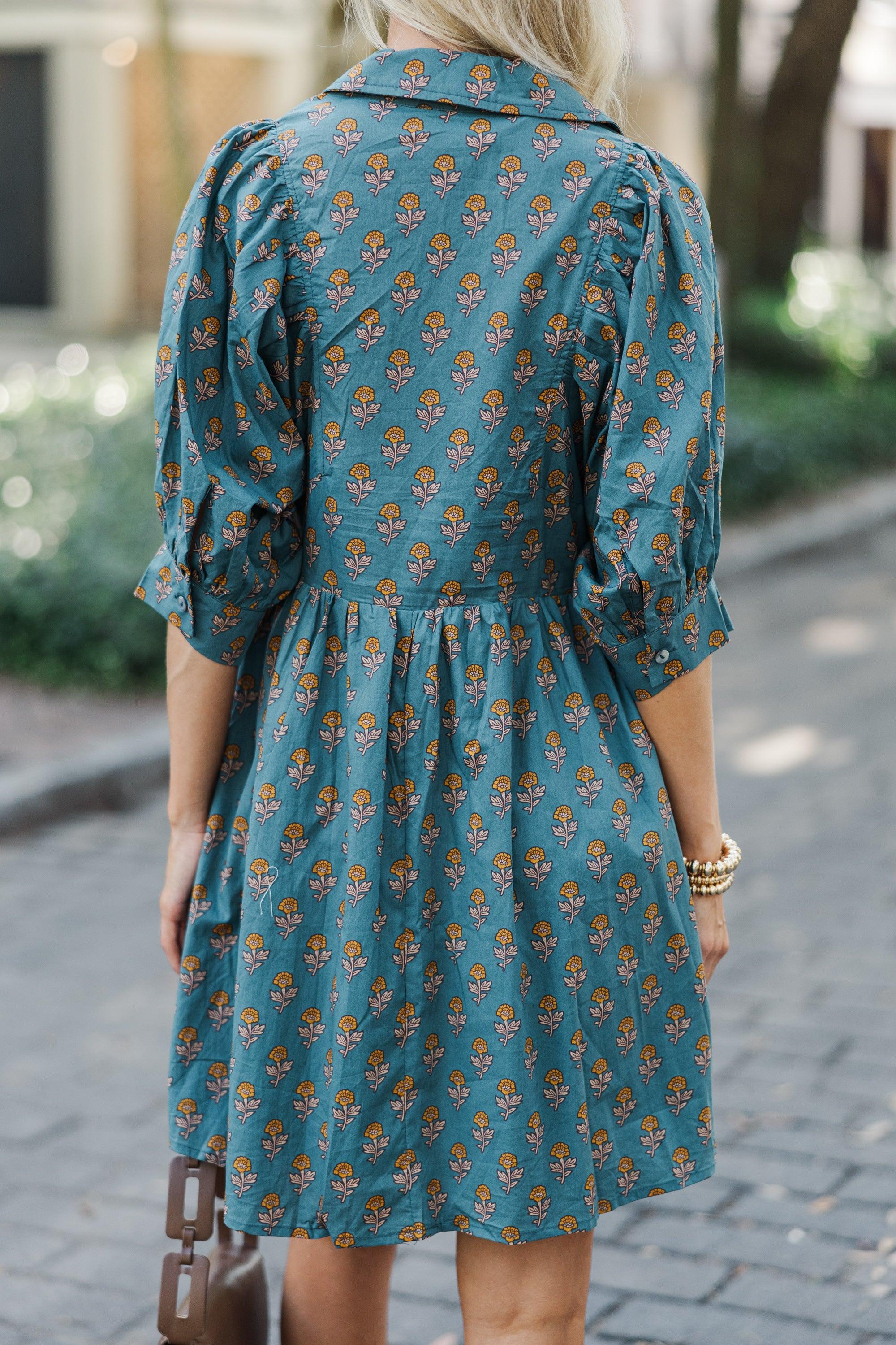 Know It All Forest Green Floral Babydoll Dress Female Product Image