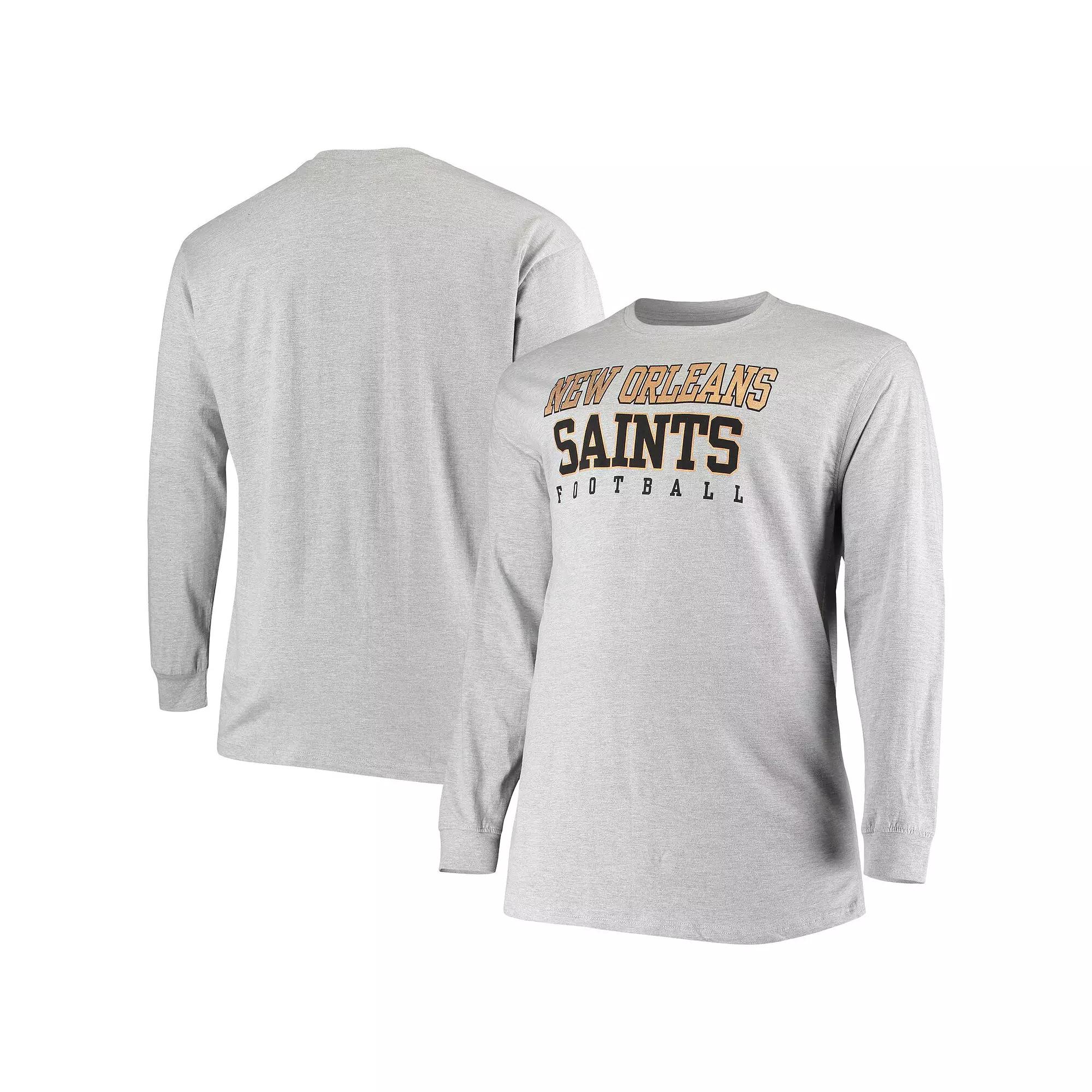 Men's Fanatics Branded Heathered Gray New Orleans Saints Big & Tall Practice Long Sleeve T-Shirt,  Product Image