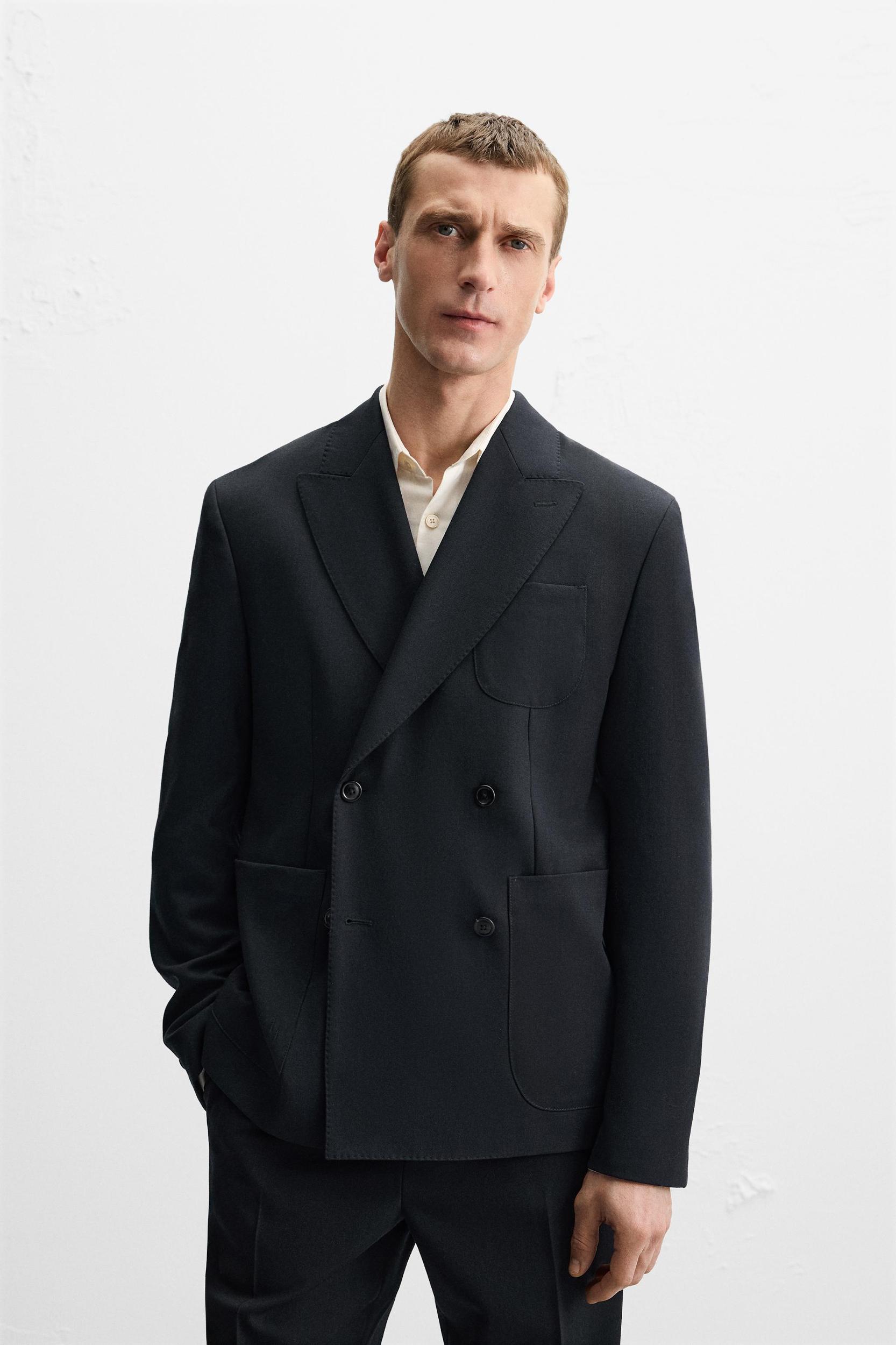 100% WOOL DOUBLE-BREASTED SUIT JACKET Product Image