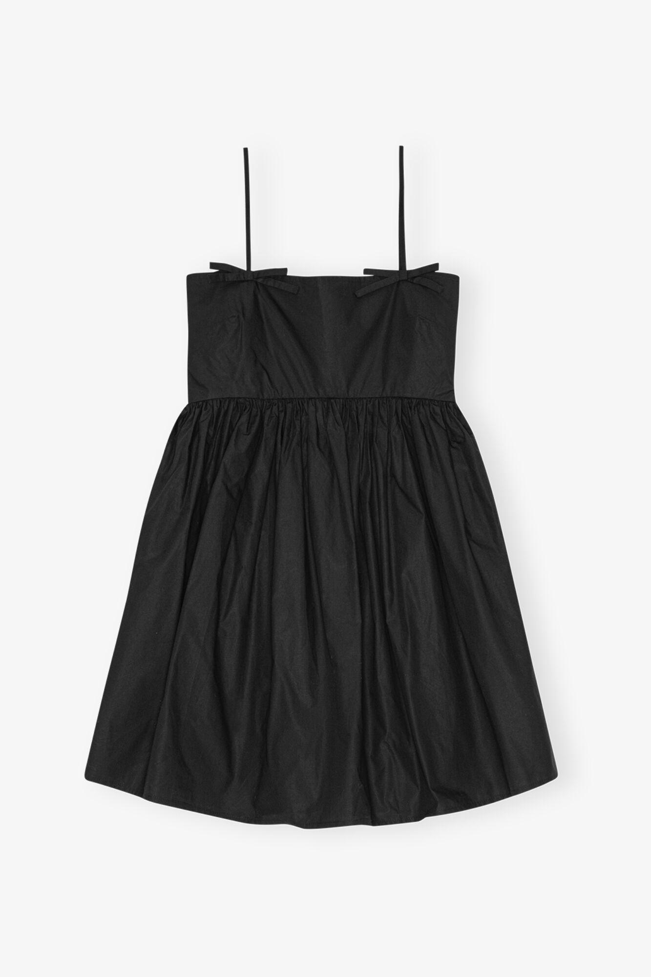 Black Cotton Poplin Strap Dress Product Image