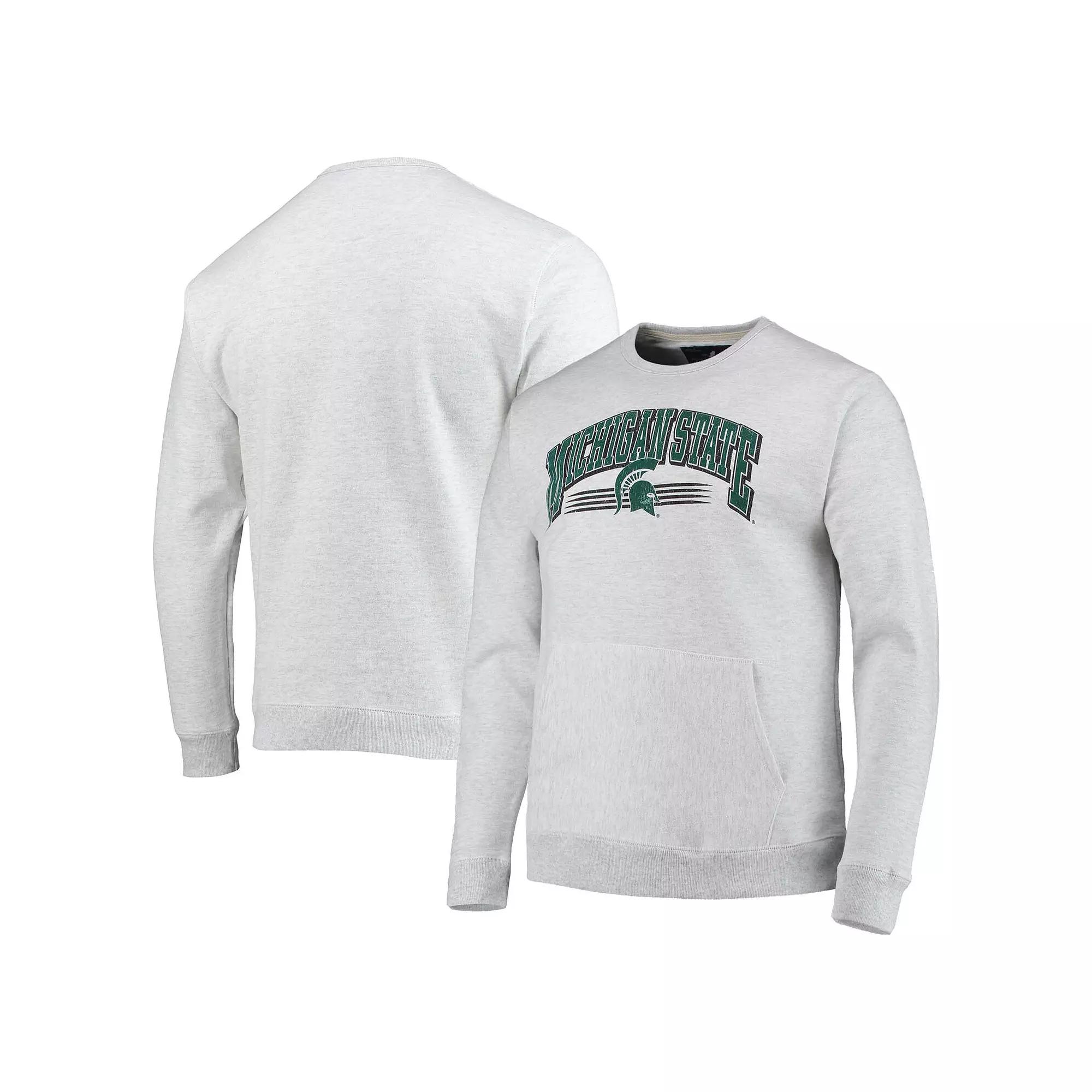 Men's League Collegiate Wear Heathered Gray Michigan State Spartans Upperclassman Pocket Pullover Sweatshirt,  Product Image