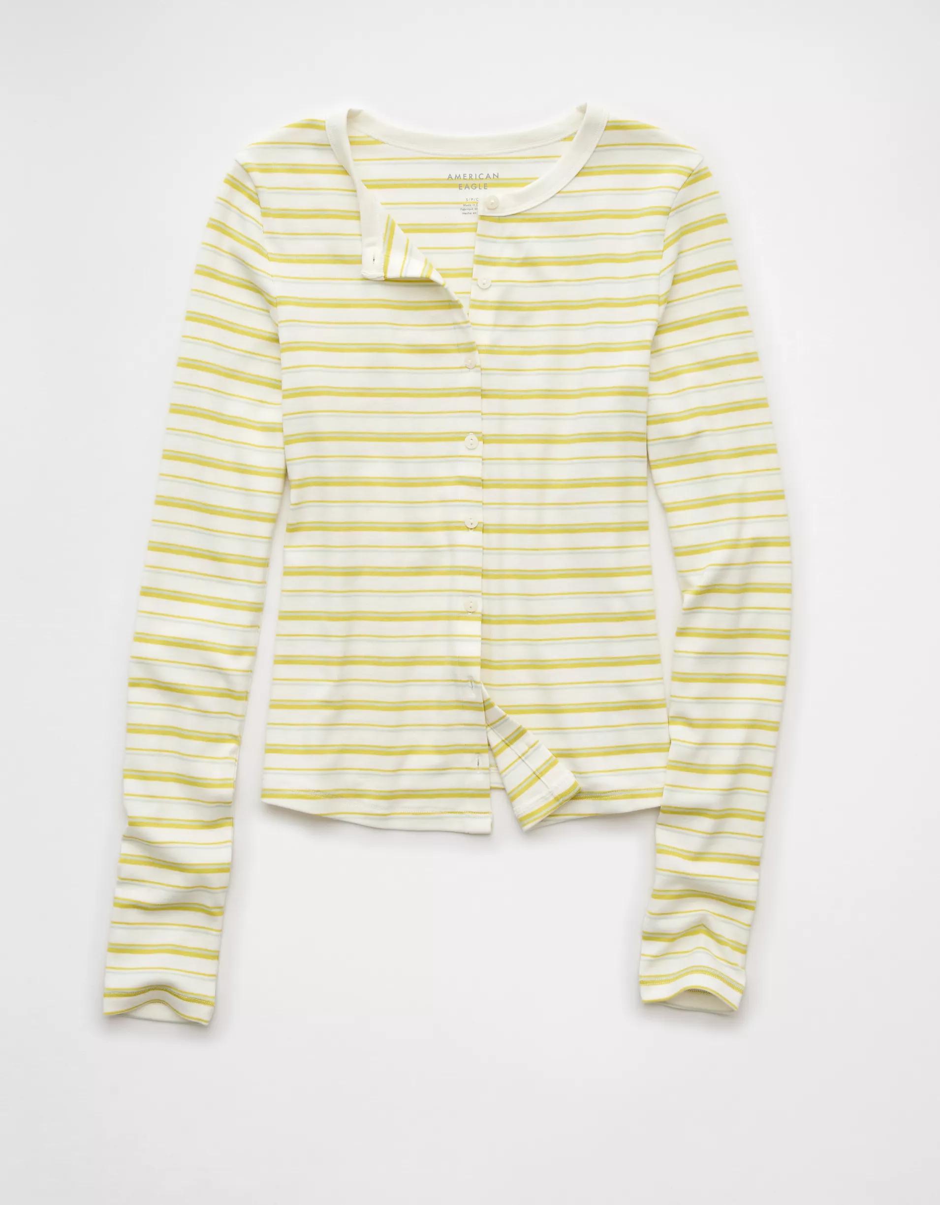 AE Long-Sleeve Button-Up T-Shirt Product Image