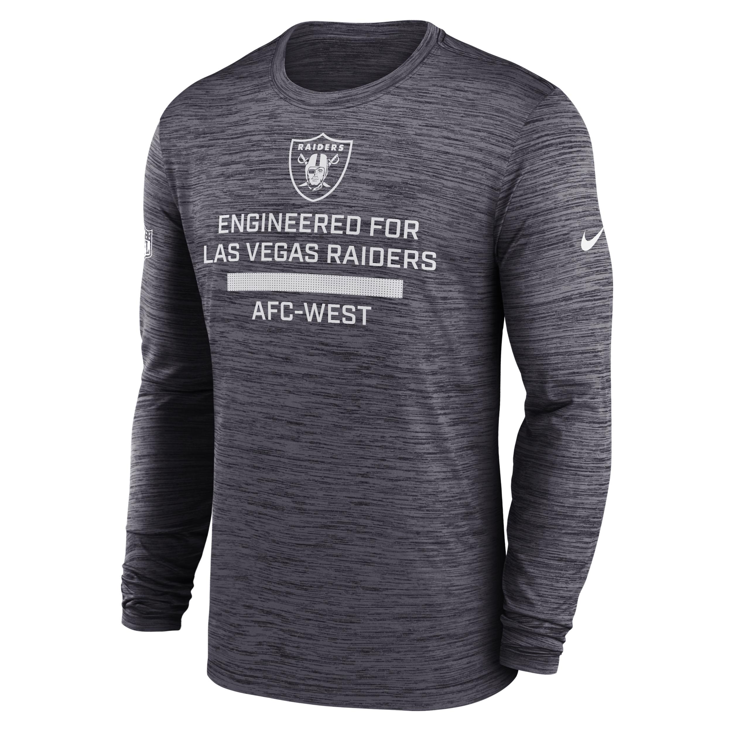Las Vegas Raiders Sideline Team Issue Velocity Nike Mens Dri-FIT NFL Long-Sleeve T-Shirt | 02EQ00A8D-QVX Product Image