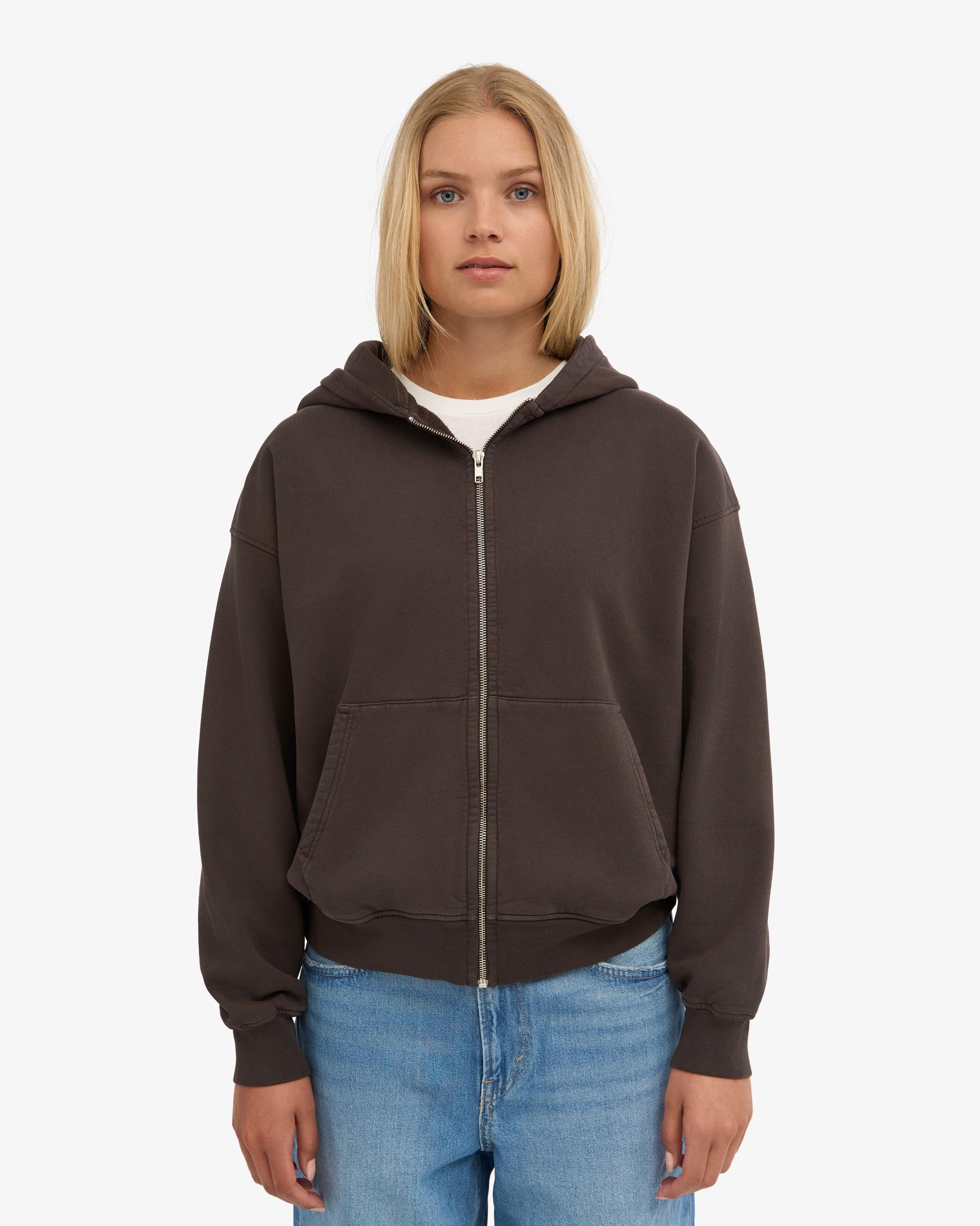 Organic Oversized Zip Hood - Coffee Brown Product Image
