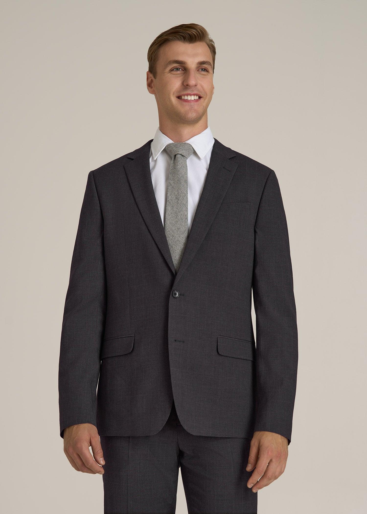 Suit Jacket for Tall Men in Charcoal Plaid Male Product Image