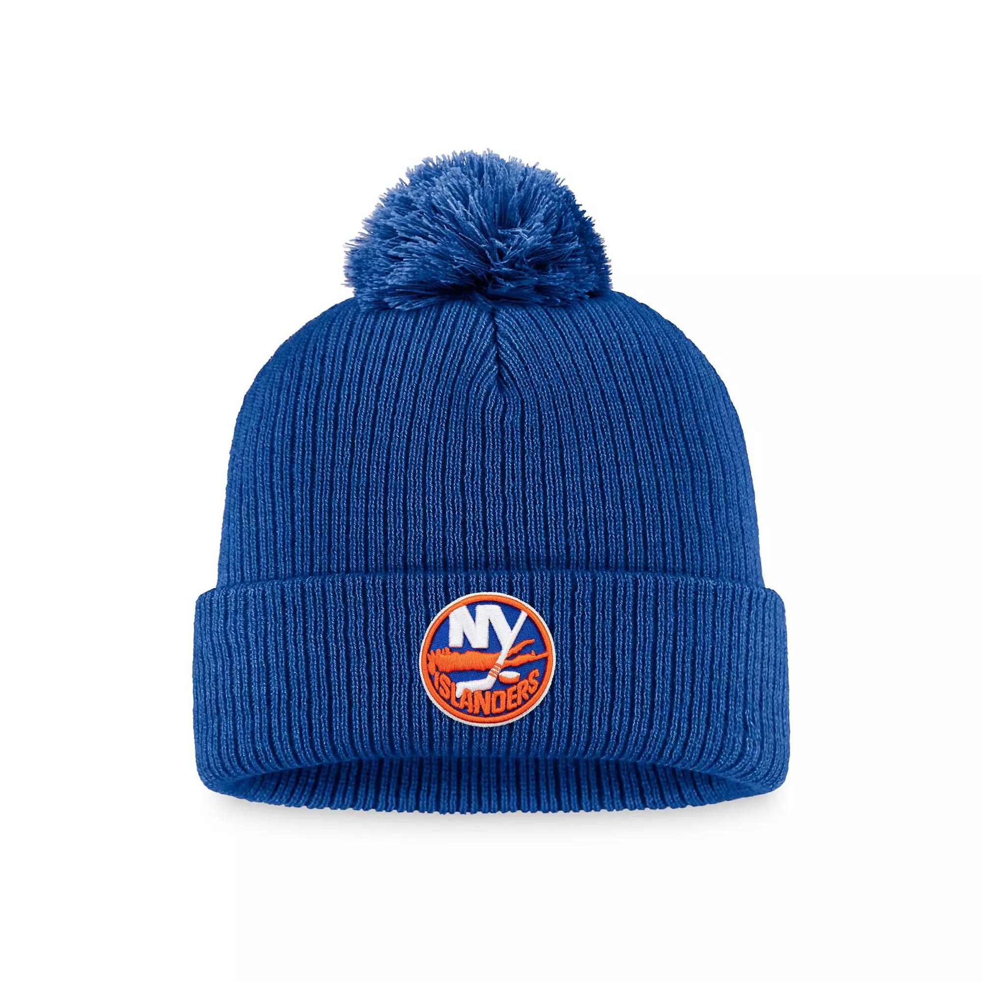 Men's Fanatics Branded Royal New York Islanders Core Primary Logo Cuffed Knit Hat with Pom, Isl Blue Product Image